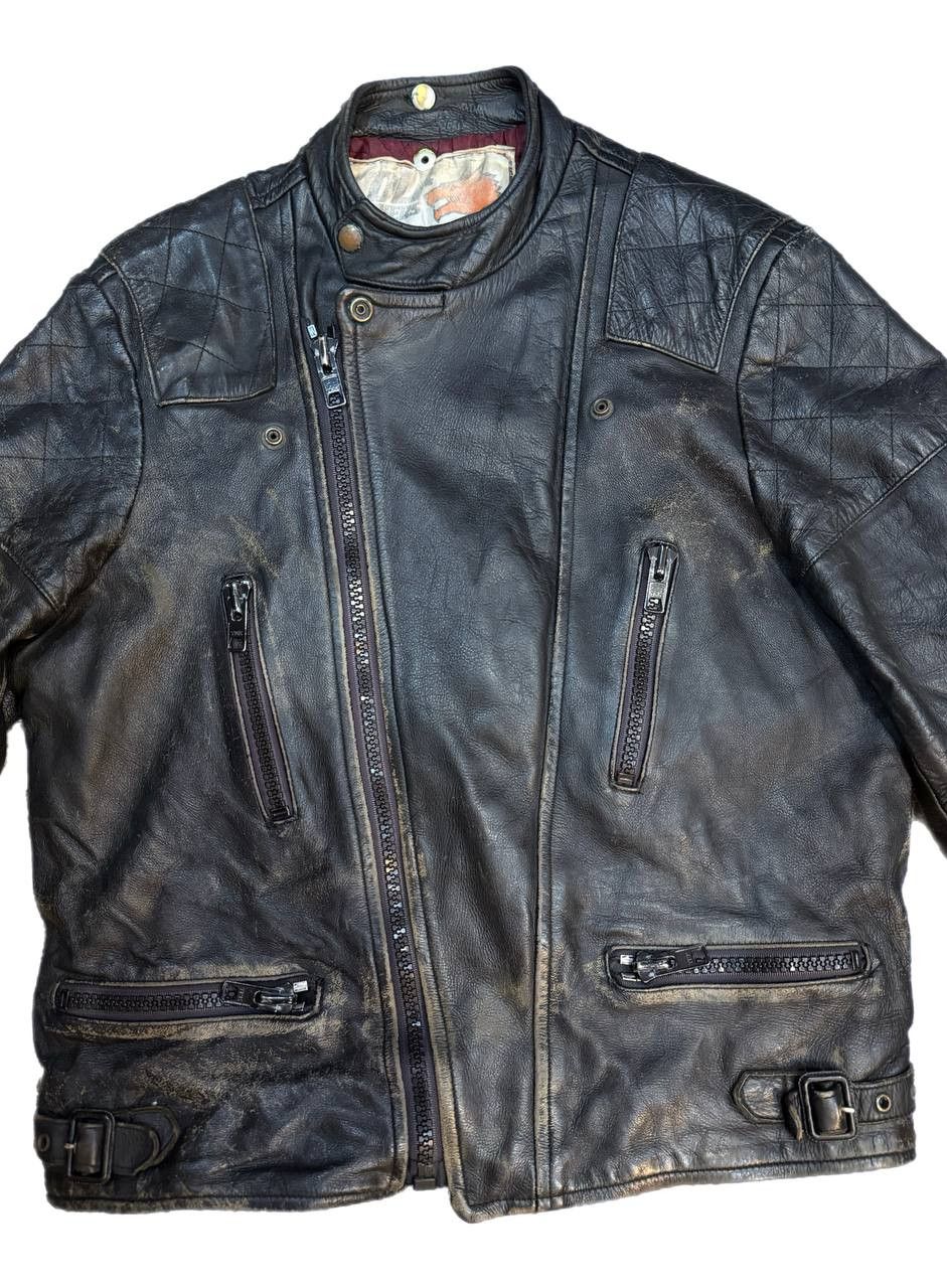 Vintage Vintage 80s Wolf Leathers Distressed Biker Jacket Cafe Racer Size US M / EU 48-50 / 2 - 4 Thumbnail