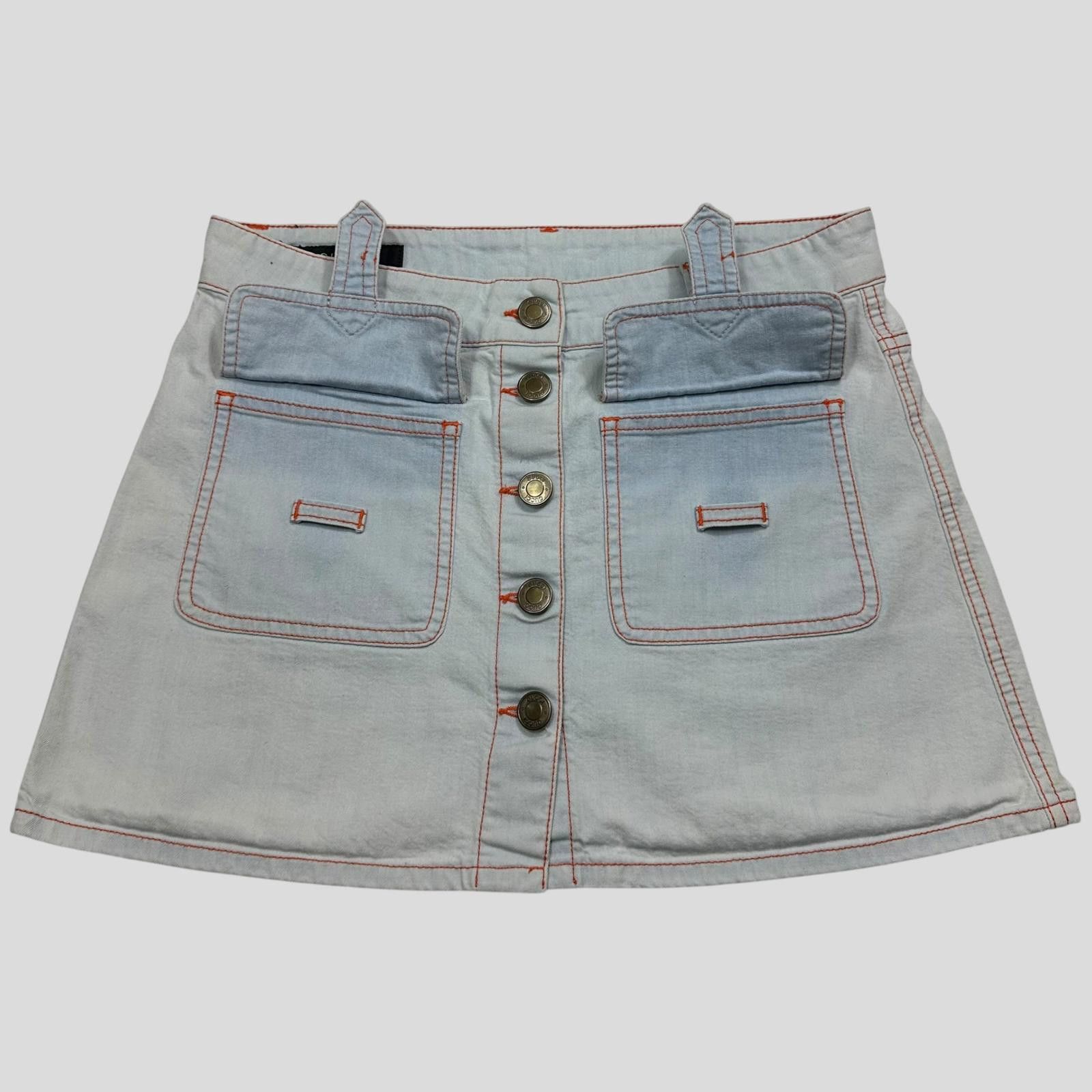 Gucci Gucci 2009 Denim Contrast Stitch Cargo Wraparound Miniskirt Size 27" / US 4 / IT 40 - 2 Thumbnail