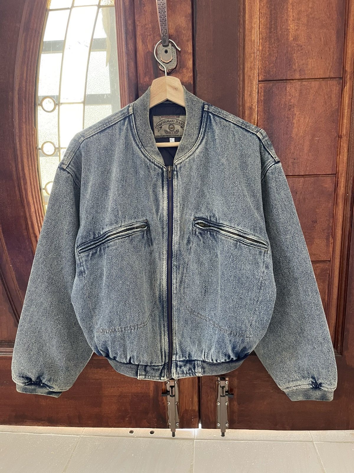 Giorgio Armani Vintage Armani Jeans Denim Bomber Jacket Size US M / EU 48-50 / 2 - 3 Thumbnail