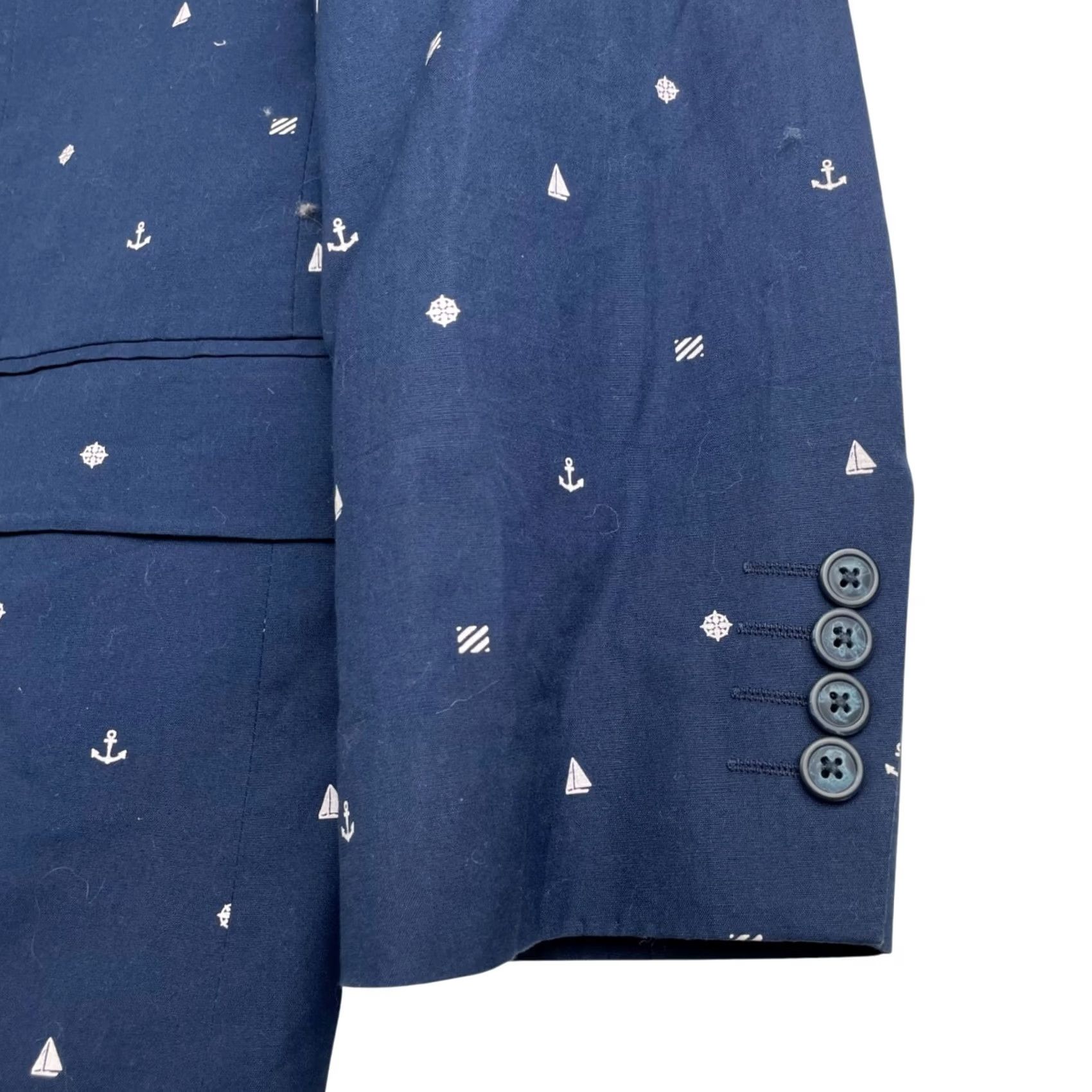 Croft & Barrow Croft & Barrow Men’s 2-Button Blazer 46R Navy Nautical Anchors 100% Cotton Size 46R - 3 Thumbnail