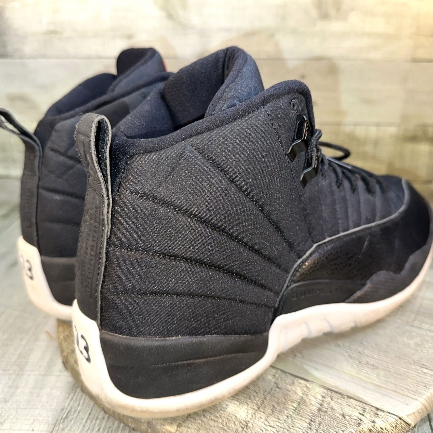 Jordan Brand US Men’s 11.5 Nike Air Jordan 12 Retro Nylon Leather Waterproof Neoprene Sneaker Black Size US 12 / EU 45 - 7 Thumbnail