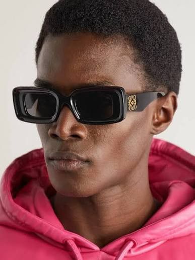 Loewe Loewe Anagram Rectangular Frame Acetate Sunglasses Black Size ONE SIZE - 4 Thumbnail