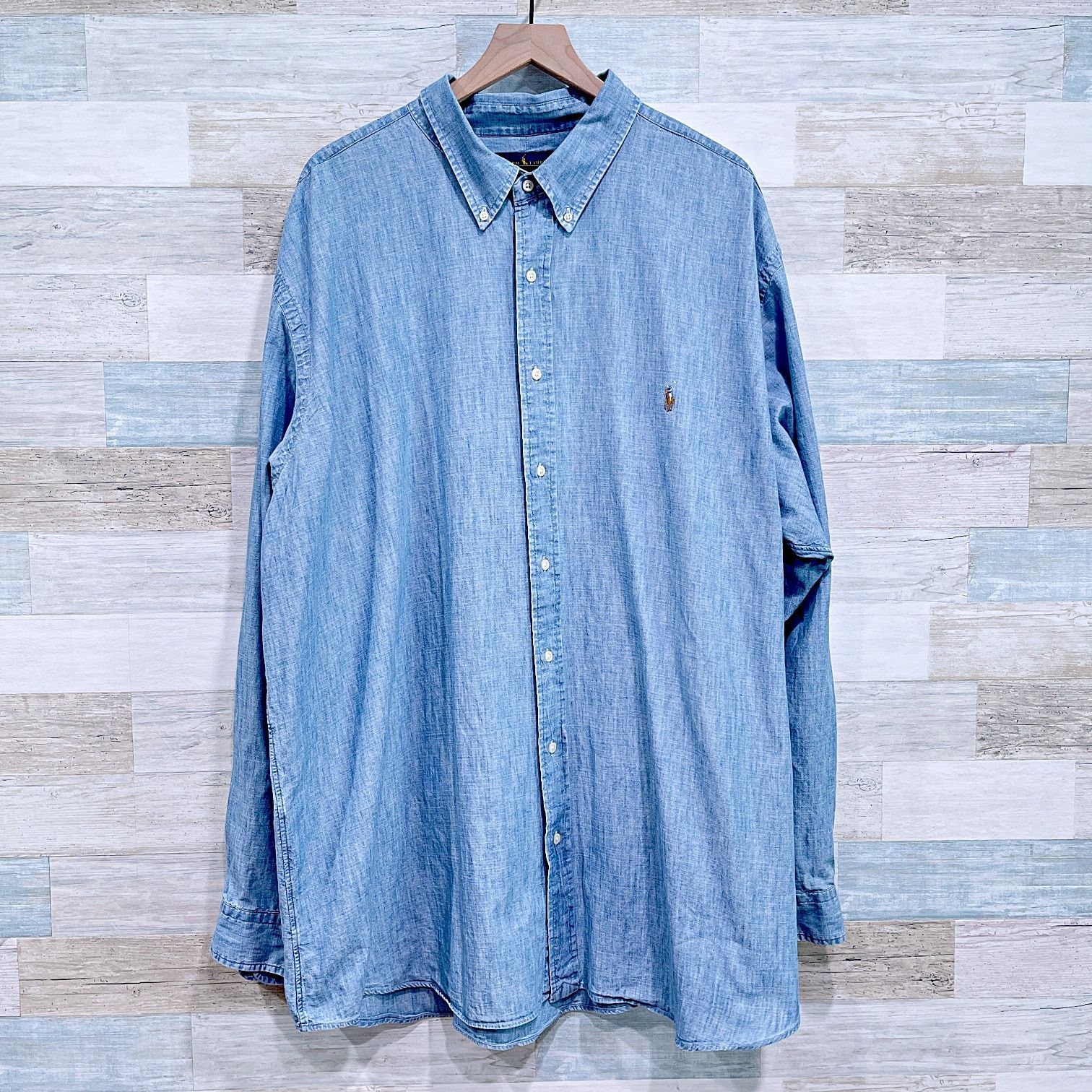 Ralph Lauren Ralph Lauren Indigo Chambray Shirt Blue Mens 3XLT XXXL Tall Size US XXL / EU 58 / 5 - 1 Thumbnail