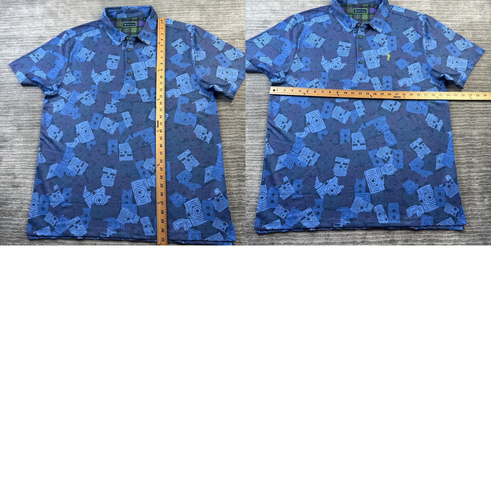 Vintage William Murray Polo Shirt Mens XL Blue All Over Print Golf Logo Performance Size US XL / EU 56 / 4 - 8 Thumbnail