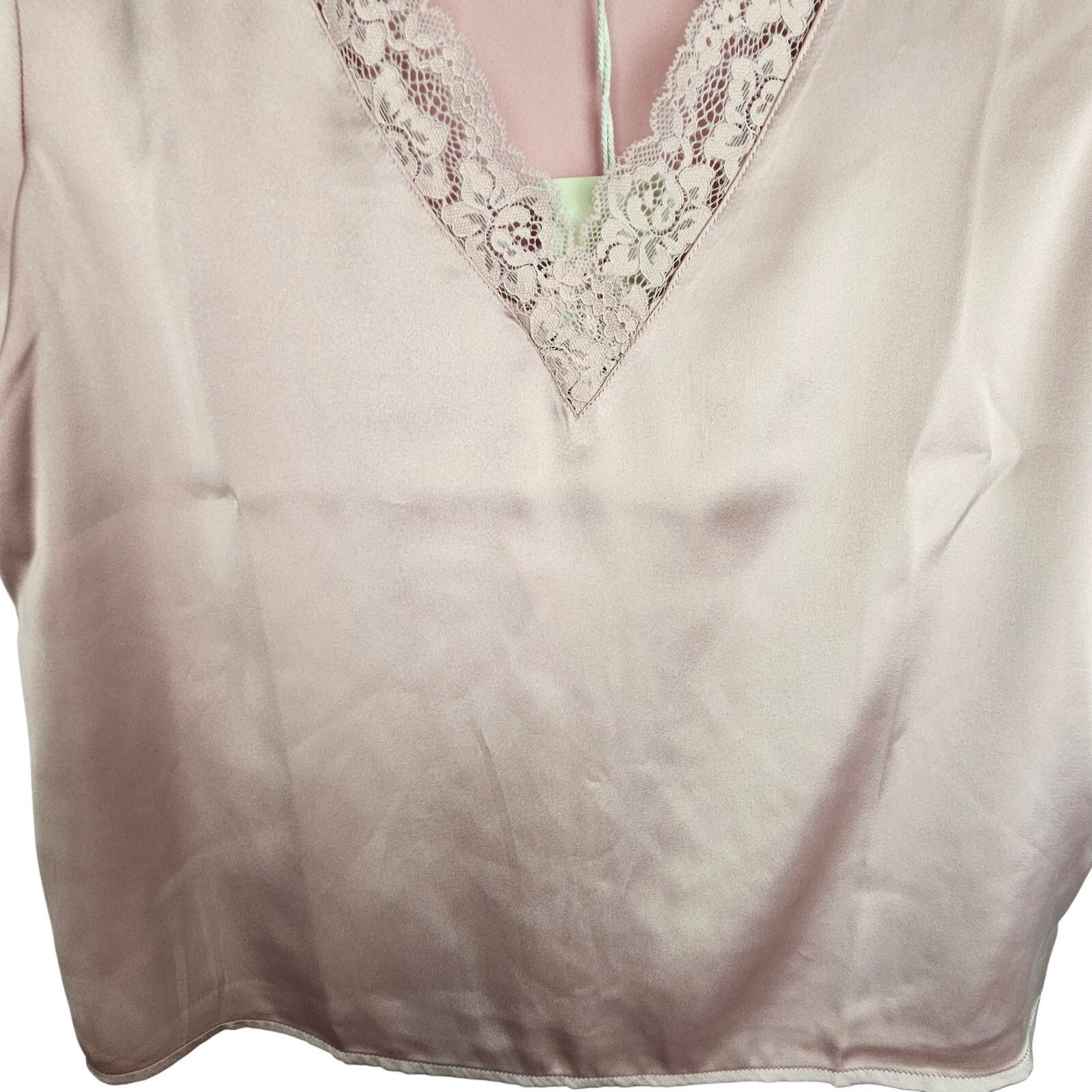 Joie Joie Womens Satin Blouse XS Lace Trim Coquette Soft Romantic Size XS / US 0-2 / IT 36-38 - 3 Thumbnail