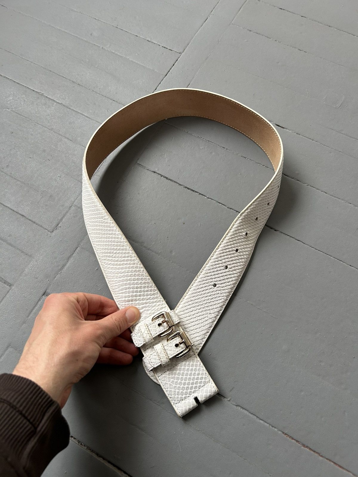 Versace × Vintage Versace leather belt white Size ONE SIZE - 4 Thumbnail