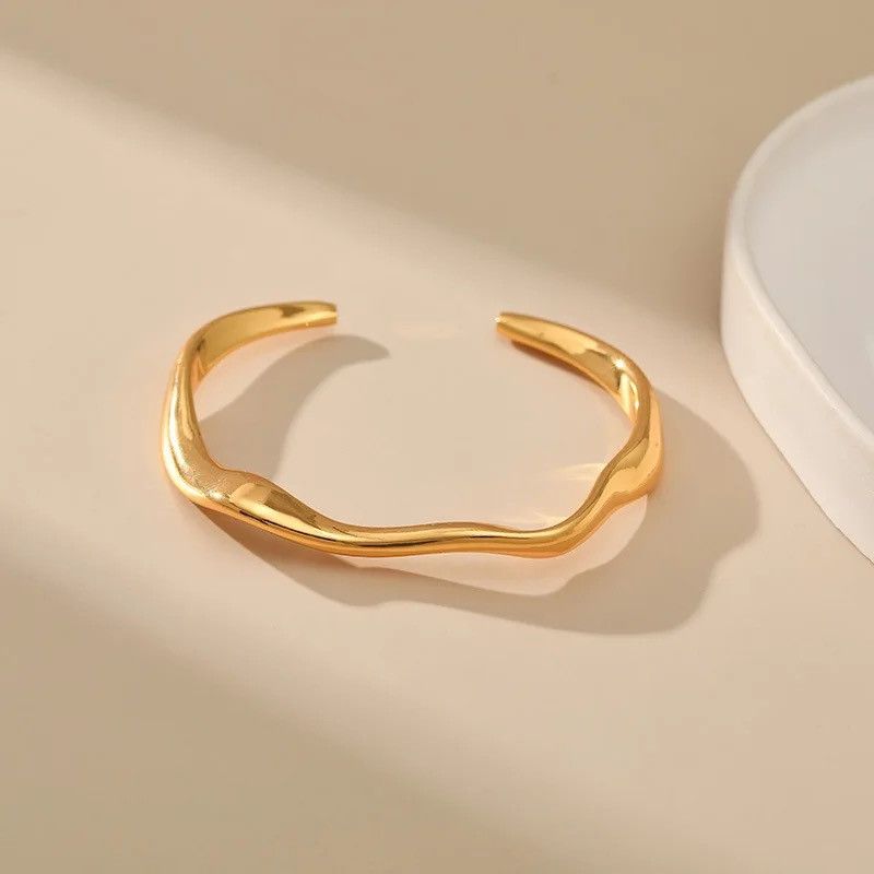Jewelry Irregular Line Open Cuff Bracelet Size ONE SIZE - 5 Thumbnail