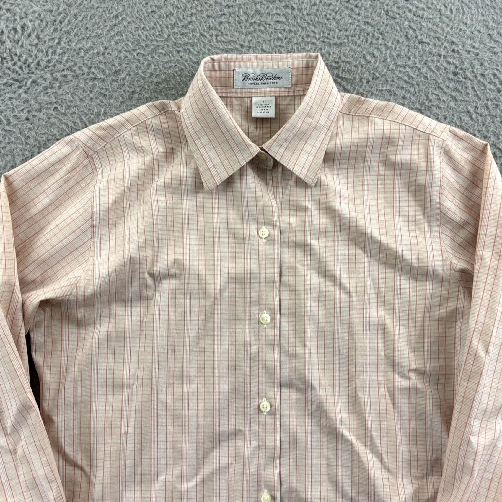 Brooks Brothers Brooks Brothers Shirt Womens Small Beige Long Sleeve Button Down Check Preppy Size S / US 4 / IT 40 - 3 Thumbnail
