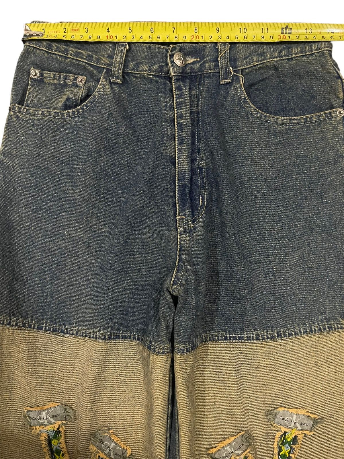 Calvin Klein Vintage CK Calvin Klein Patch Style Distress Flare Jeans Size US 28 / EU 44 - 10 Thumbnail
