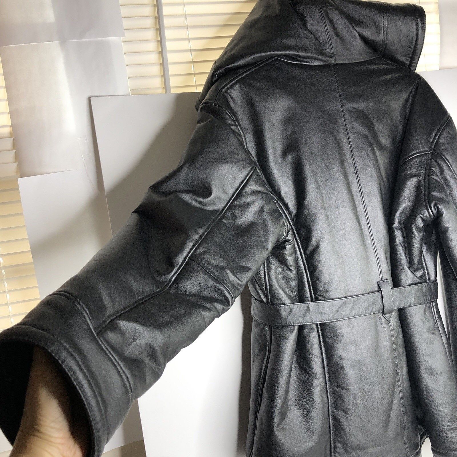 Wilsons Leather Wilsons 80s Women Black Leather Coat Jacket XL Full Fur Size XL / US 12-14 / IT 48-50 - 9 Thumbnail