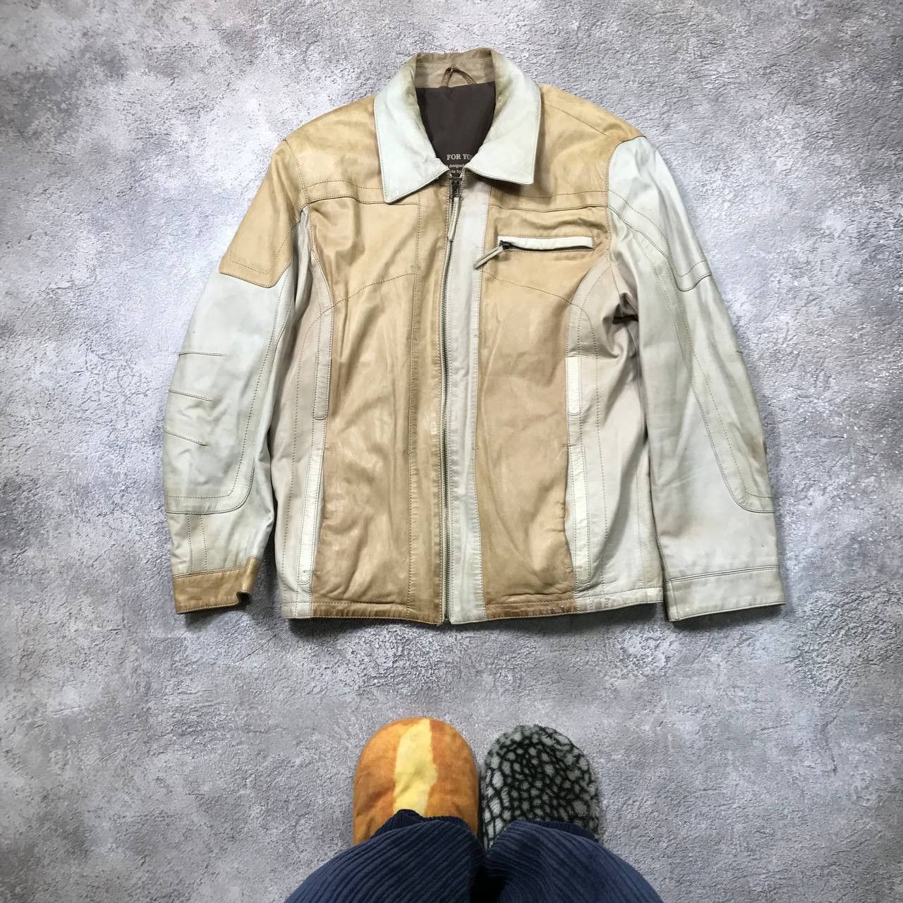 VINTAGE Y2K LEATHER JACKET NAPOLEON STYLE STREETWEAR 90s