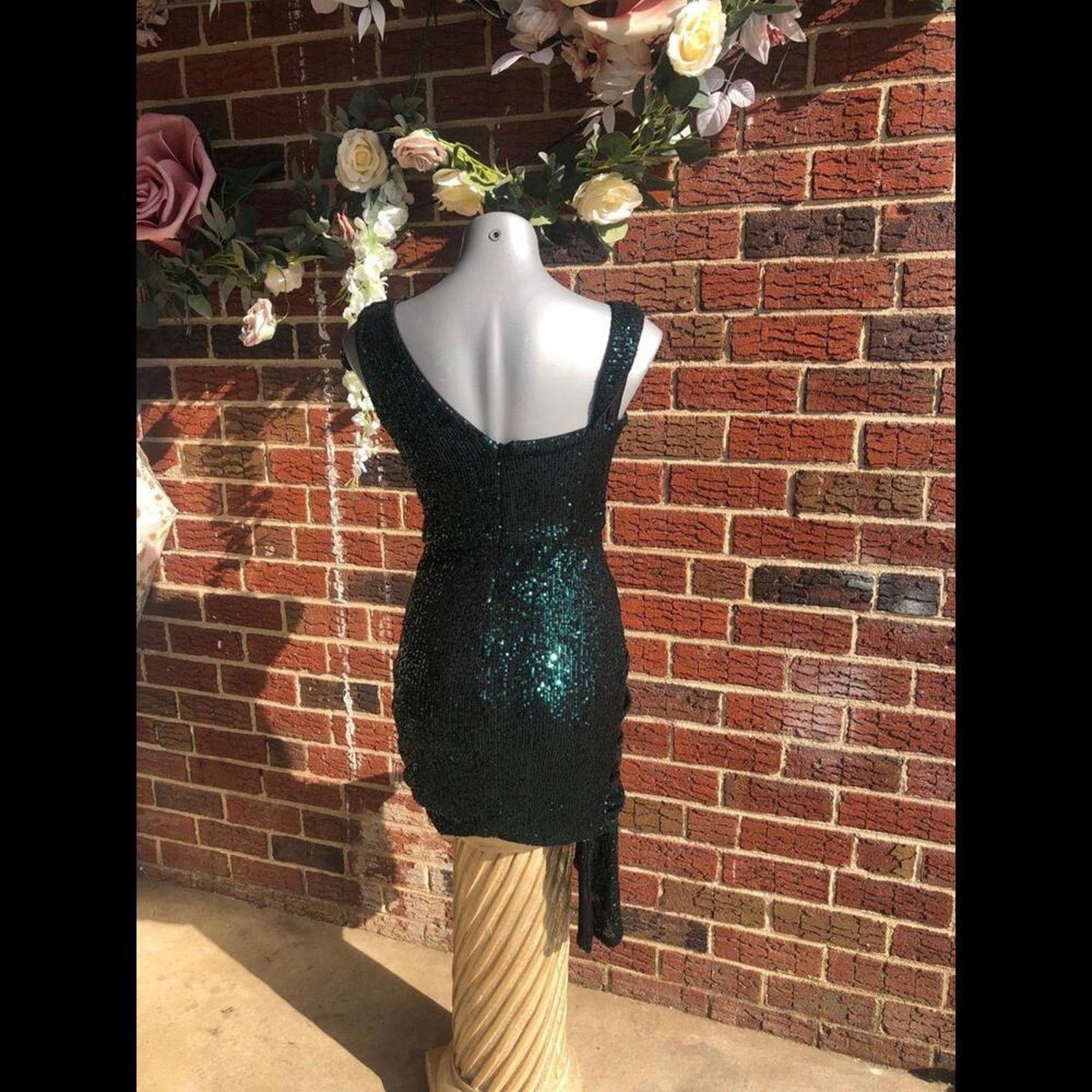 WeWoreWhat Dress gown party sequined mini 3D floral-shoulder &sash Size S / US 4 / IT 40 - 8 Thumbnail