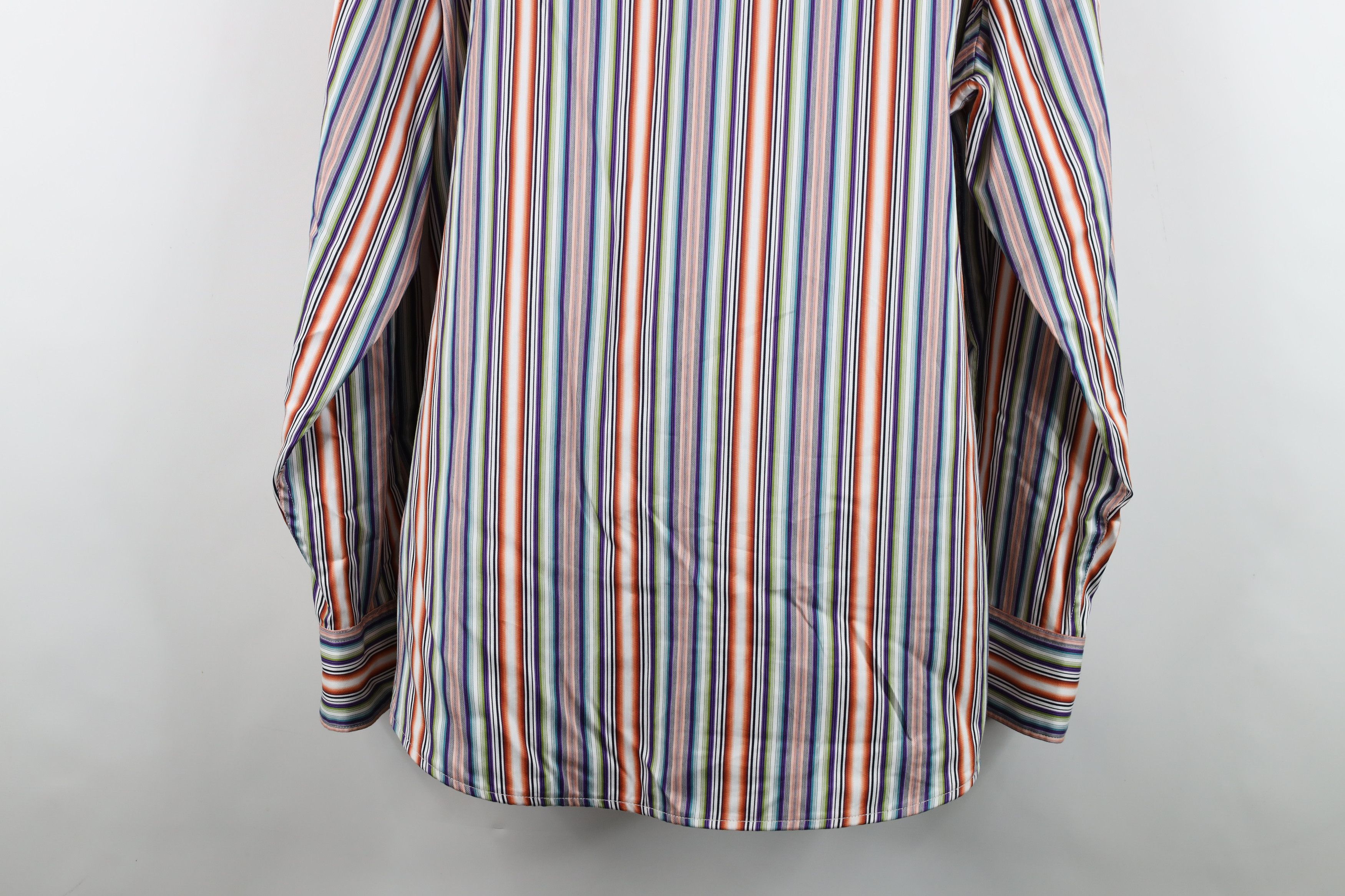 Robert Graham Robert Graham Fit Rainbow Striped Flip Cuff Button Shirt Size US XXL / EU 58 / 5 - 14 Thumbnail
