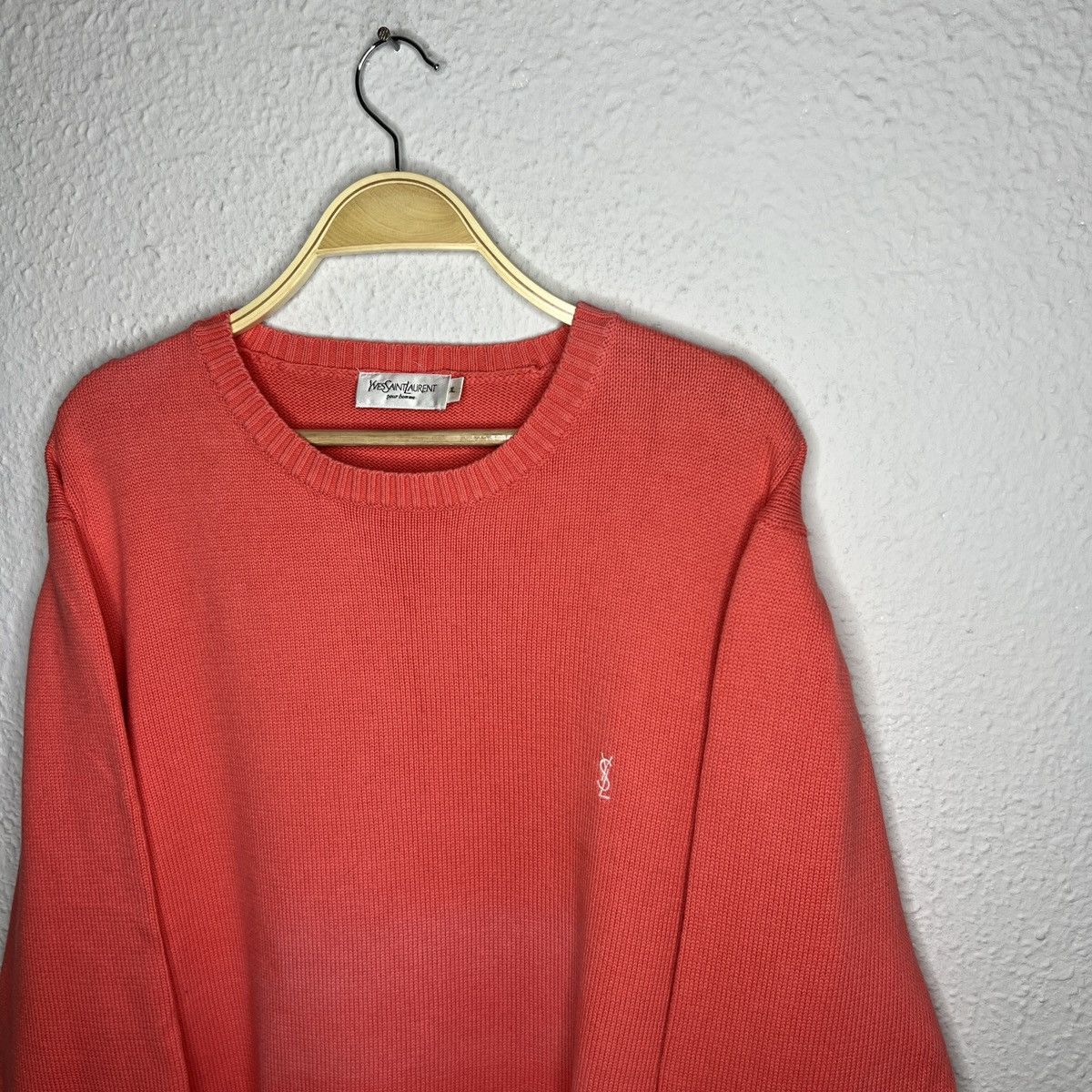 Designer × Yves Saint Laurent Yves Saint Laurent YSL Jumper Sweater Knitwear Peach Orange Size US XL / EU 56 / 4 - 4 Thumbnail