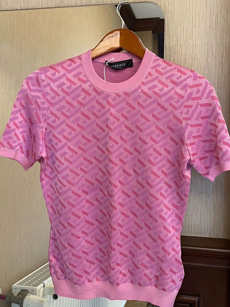 Versace Versace Pink Knit Short Sleeve Top - dmc Size US M / EU 48-50 / 2 - 1 Thumbnail