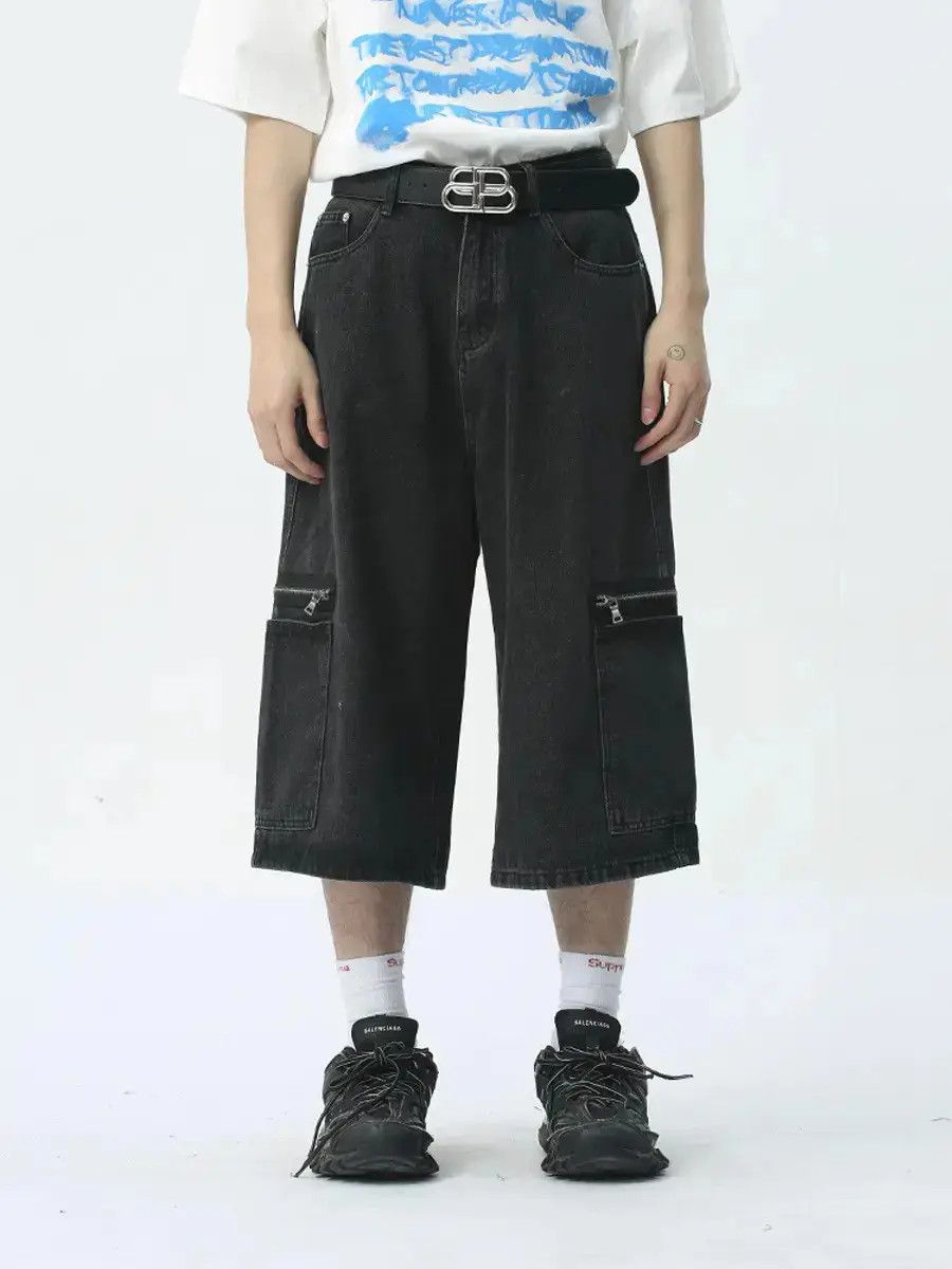 Japanese Brand Retro zipper spliced denim shorts Size US 32 / EU 48 - 3 Thumbnail
