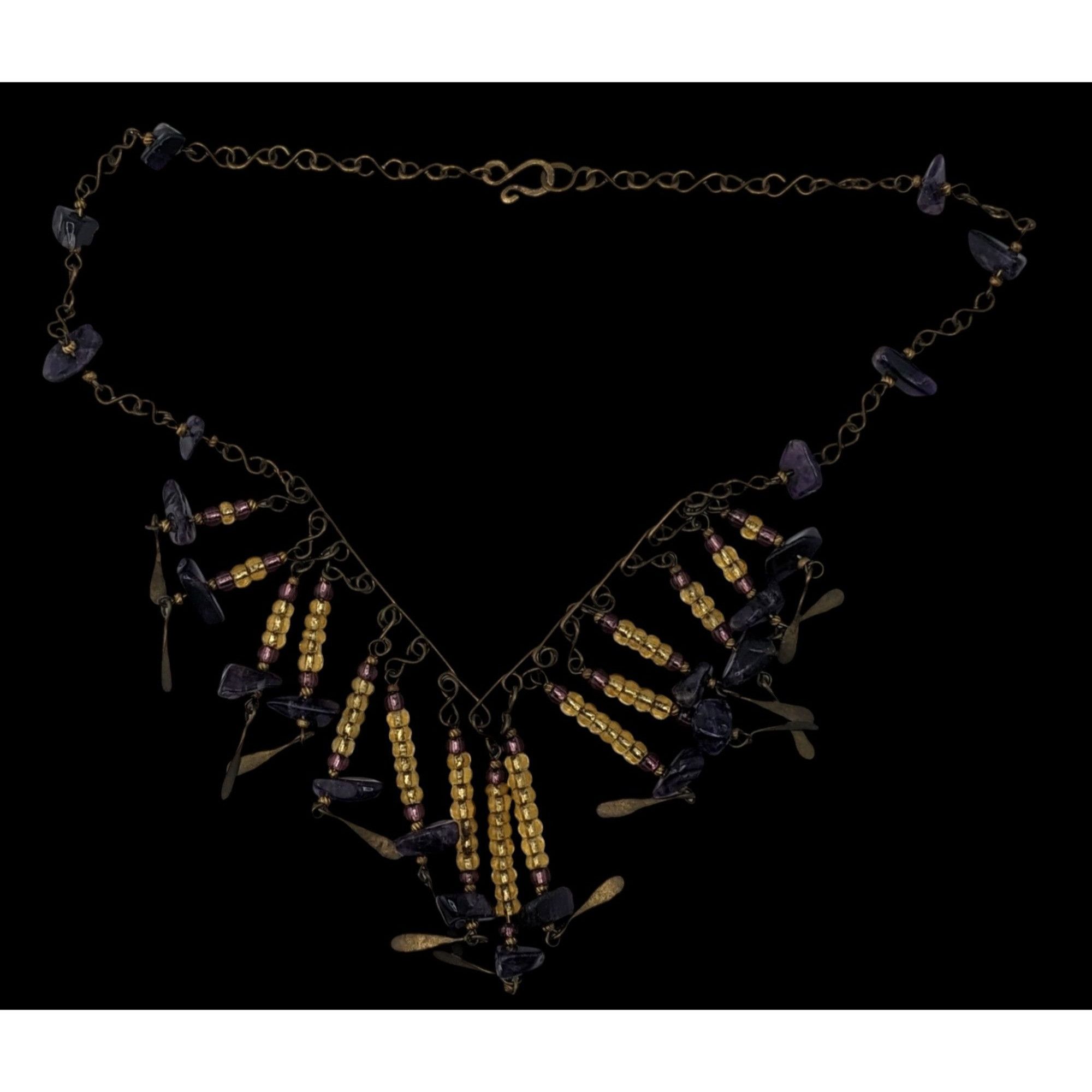 Handmade Vintage Bohemian Handmade Amethyst & Glass Beaded Necklace W Size ONE SIZE - 3 Thumbnail