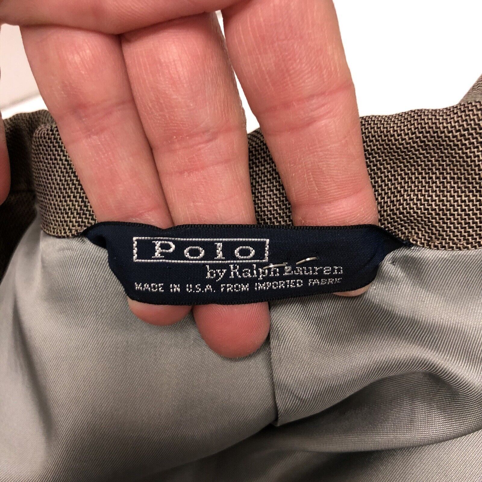 Polo Ralph Lauren Vtg POLO Ralph Lauren Beige Gray Sport Coat 3 Btn Jacket Size 44R - 5 Thumbnail