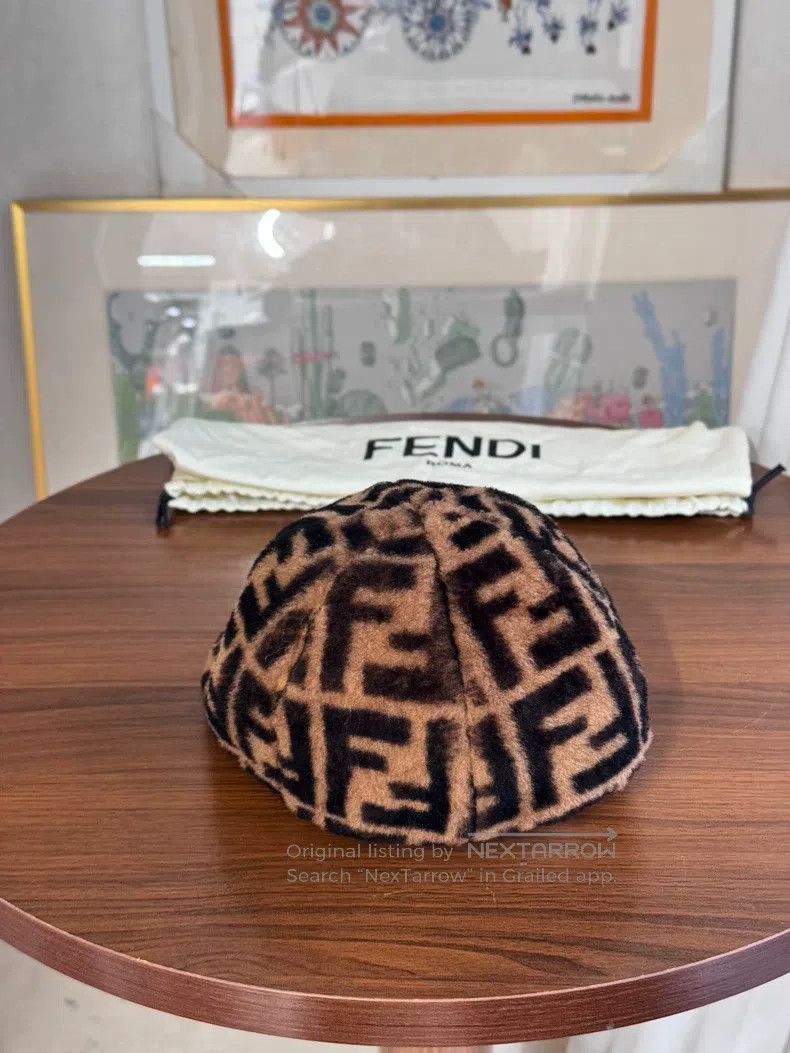 Fendi Fendi size M Double F Monogram Wool Knit Cap, Brown Full Pr Size ONE SIZE - 3 Thumbnail