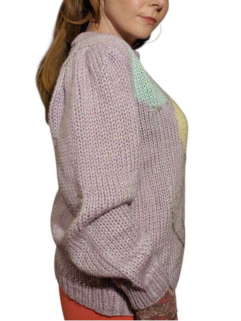 Kanata Hand Knits Vintage 80s Hand Knit Pastel Purple Balloon Sweater Size L / US 10 / IT 46 - 4 Thumbnail
