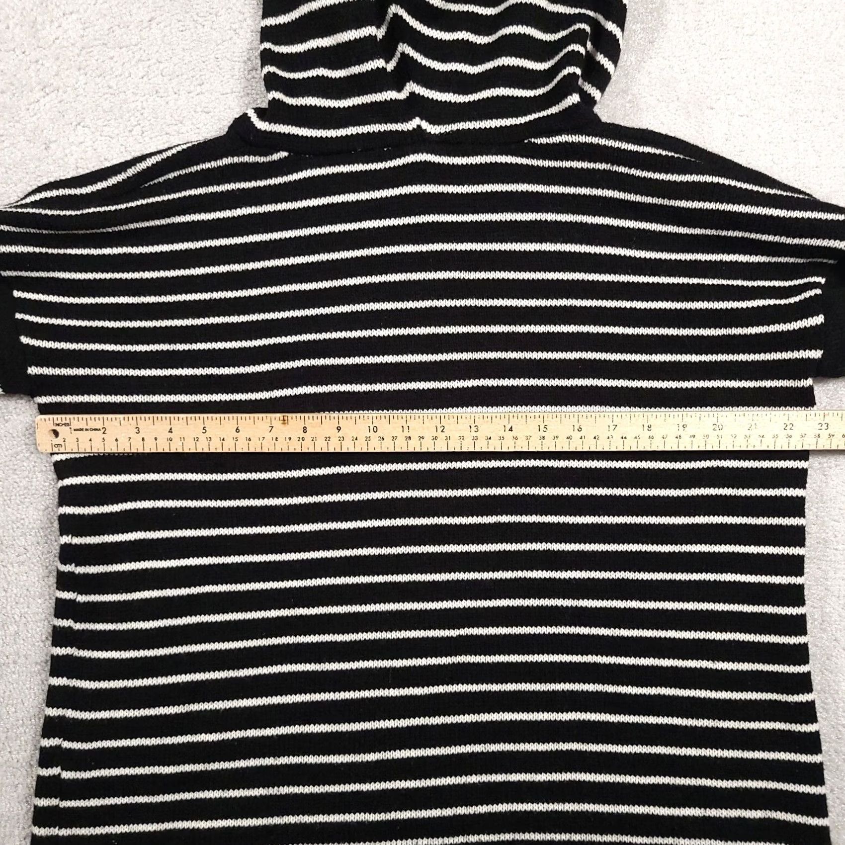 Vintage Poof Apparel Hooded Long Sleeve Knit Sweater Women’s Large Black White Stripe Pullover Knit Regular Size L Size L / US 10 / IT 46 - 5 Thumbnail