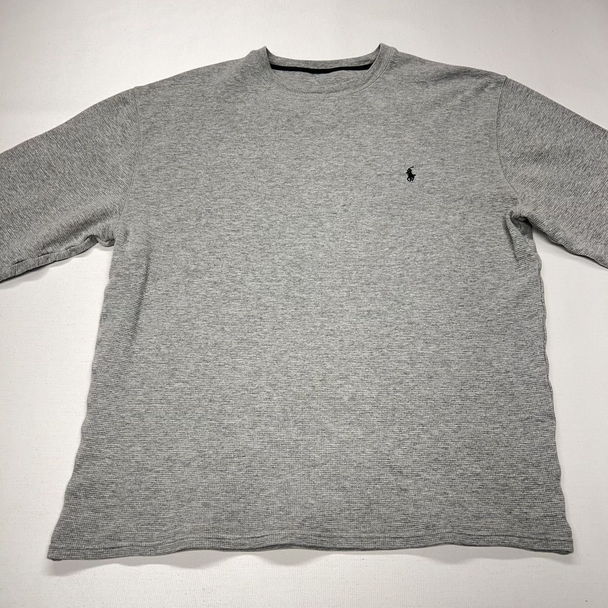Polo Ralph Lauren Polo Ralph Lauren Thermal Shirt Grey Waffle Knit Logo Y2K Size US L / EU 52-54 / 3 - 2 Thumbnail