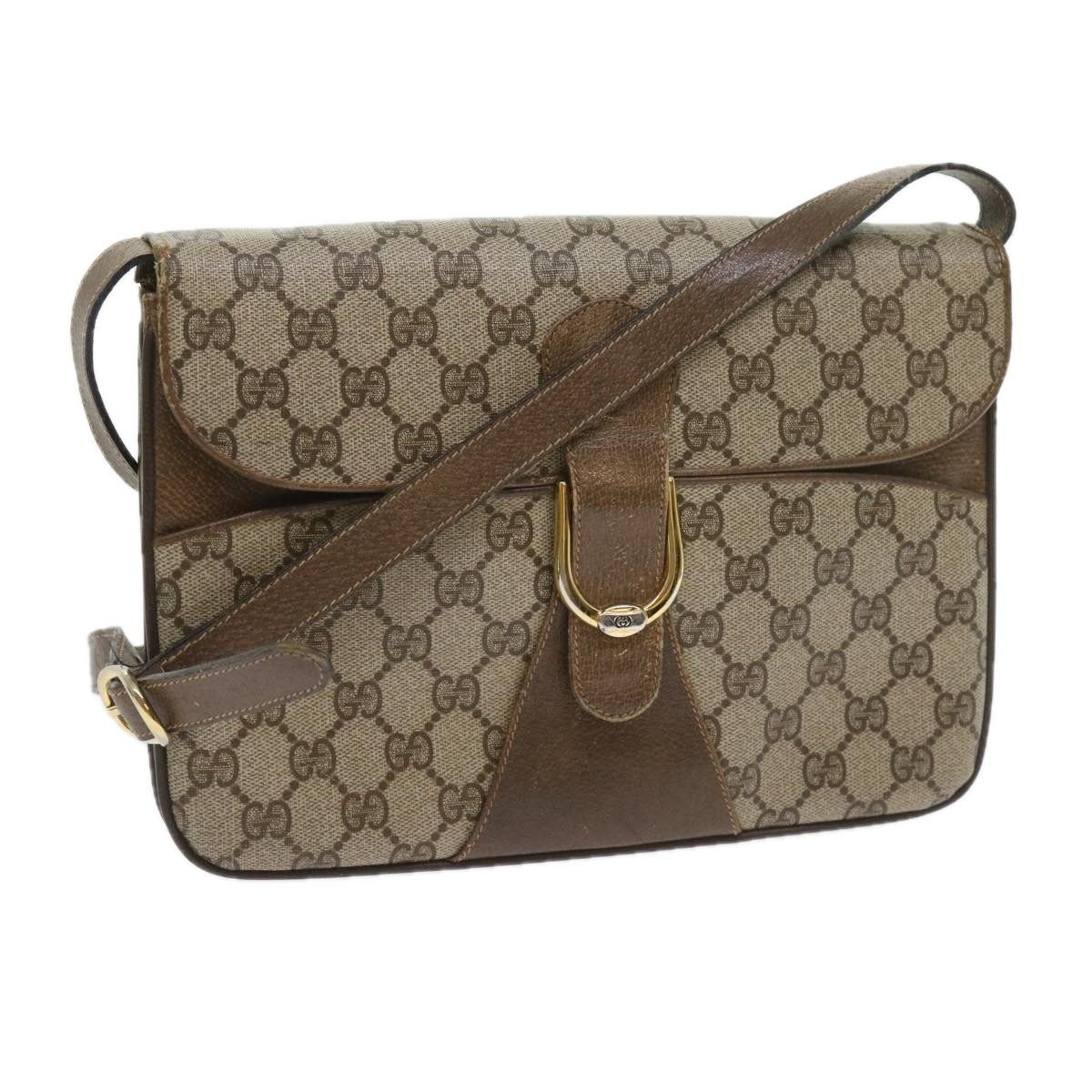 GUCCI GG Supreme Shoulder Bag Pvc Leather Beige