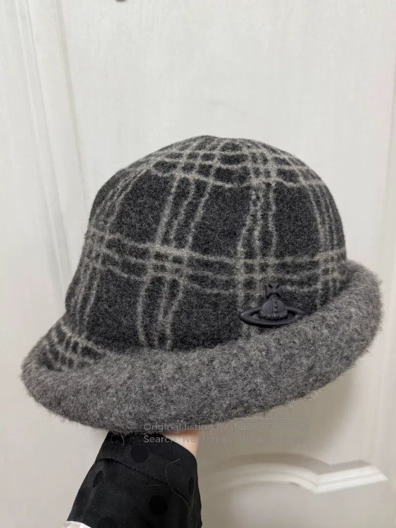Vivienne Westwood Vivienne Westwood Gray and Black Plaid Newsboy Cap Size ONE SIZE - 2 Thumbnail