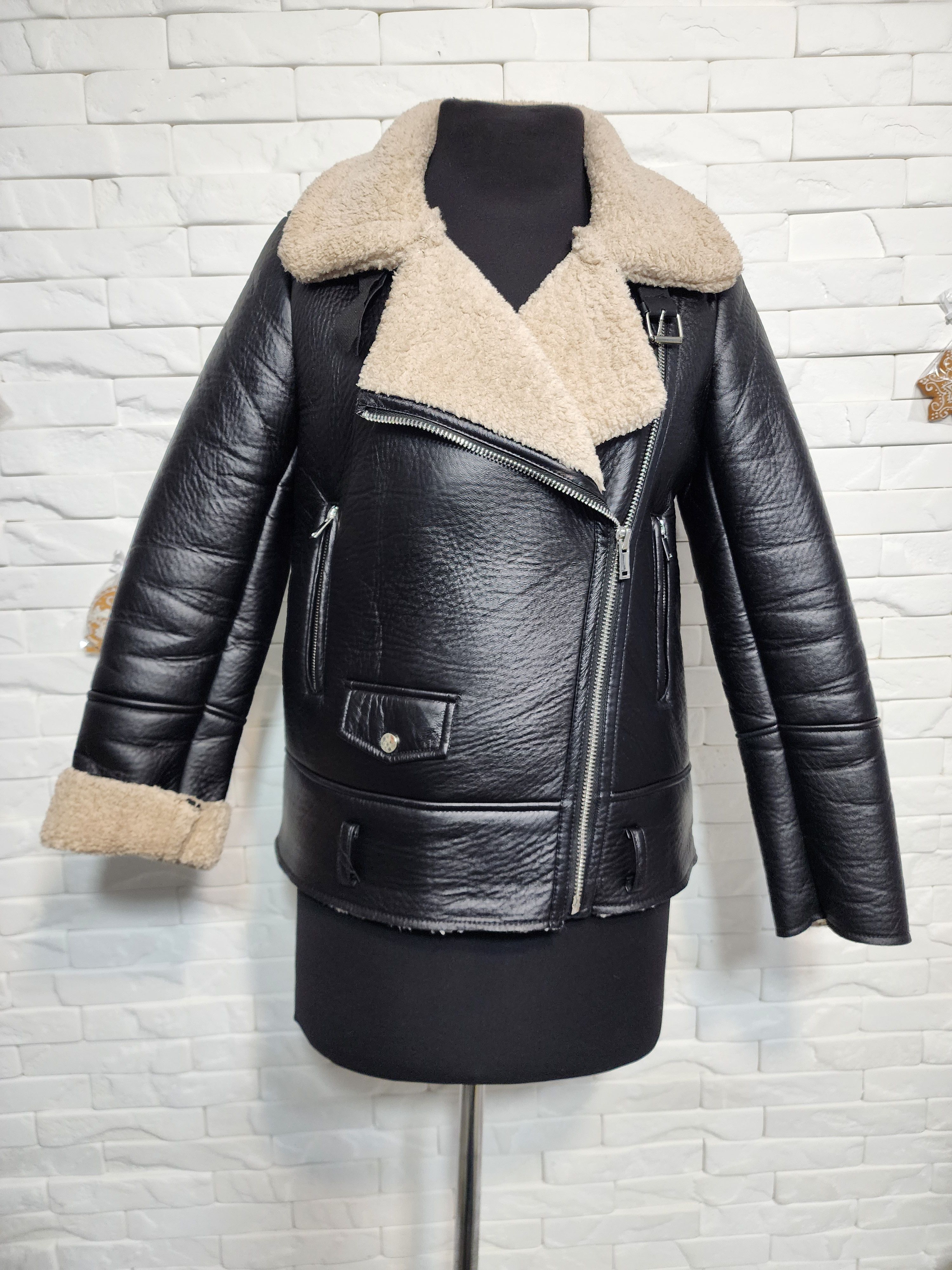 Furla Faux Fur Sheepskin Coat: Black Winter Jacket Size S / US 4 / IT 40 - 1 Thumbnail