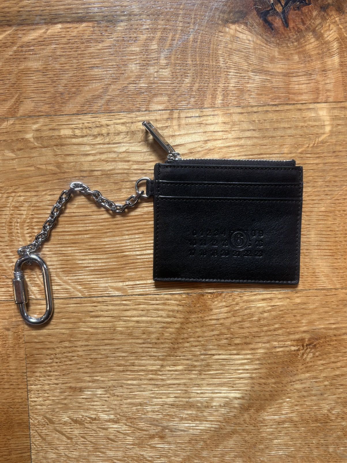 Margiela MM6 number logo wallet with silver chain