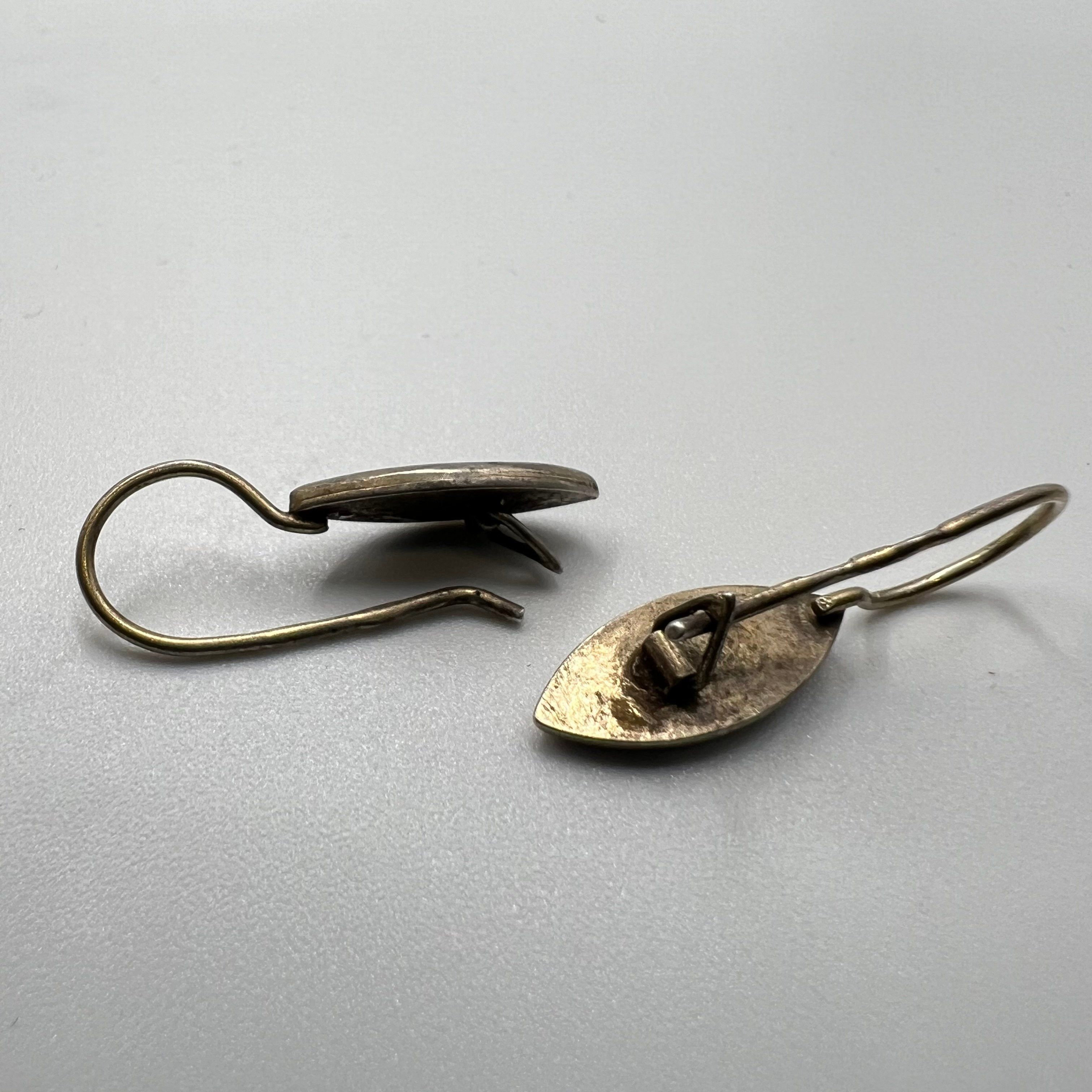 Vintage Vintage Earrings Black Silver 875 Women's Jewelry Flower Size ONE SIZE - 6 Thumbnail