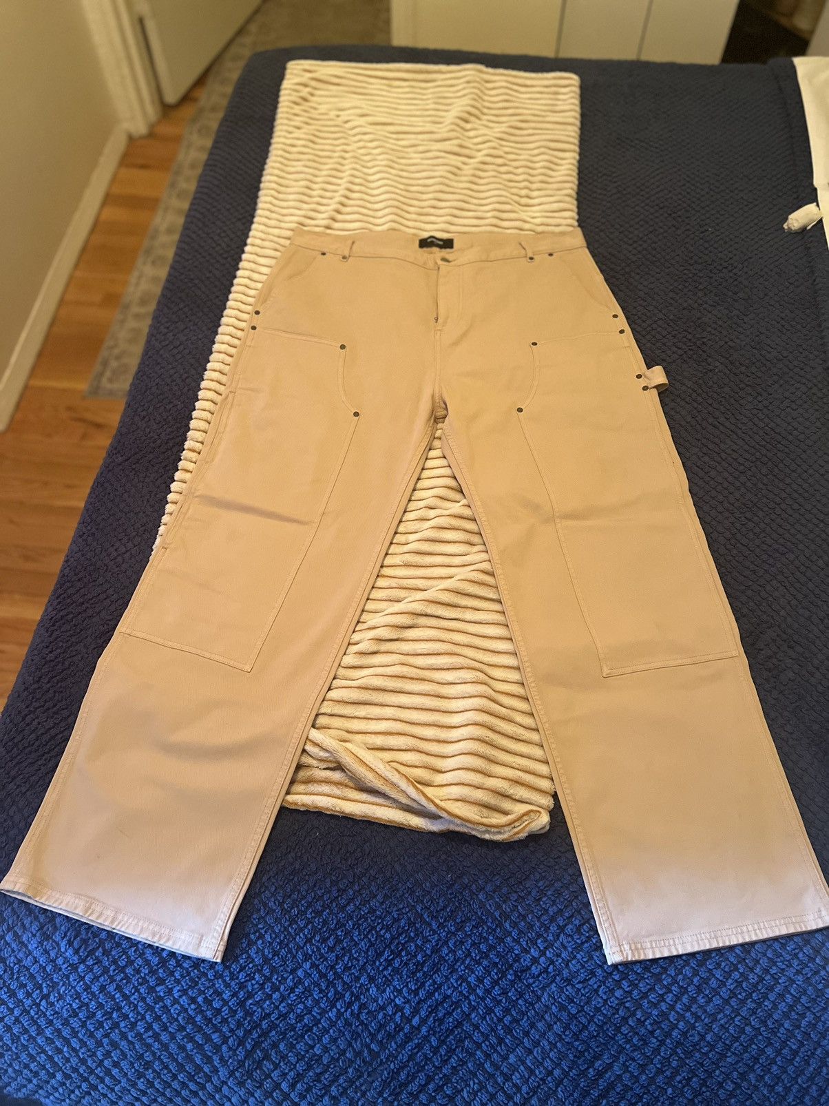 image of Represent Clo Represent Utility Wide Cotton Cargo Pants (Sz Xxl) in Sesame, Men's (Size 38)