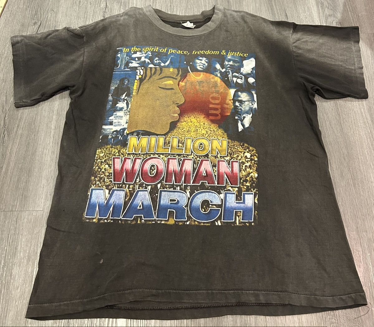 Vintage Faded Vtg 97’ Million Women’s March Black Power Malcom X Tee Size US XXL / EU 58 / 5 - 1 Thumbnail