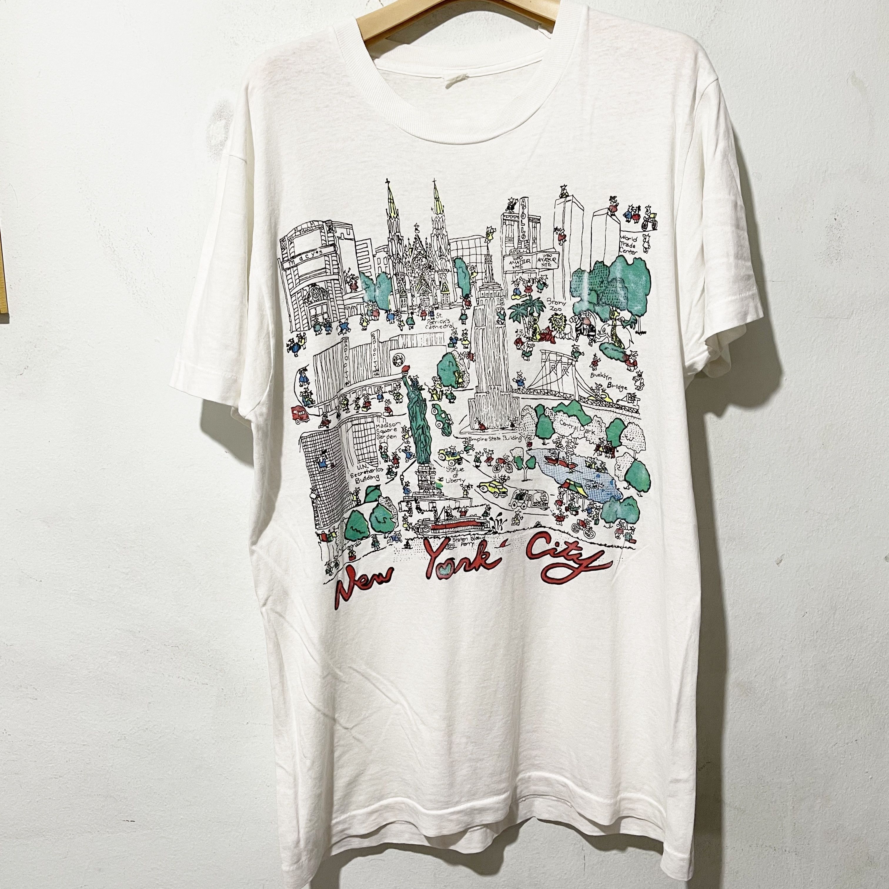 Vintage Vintage 80s New York City Map T-Shirt Size US M / EU 48-50 / 2 - 1 Thumbnail
