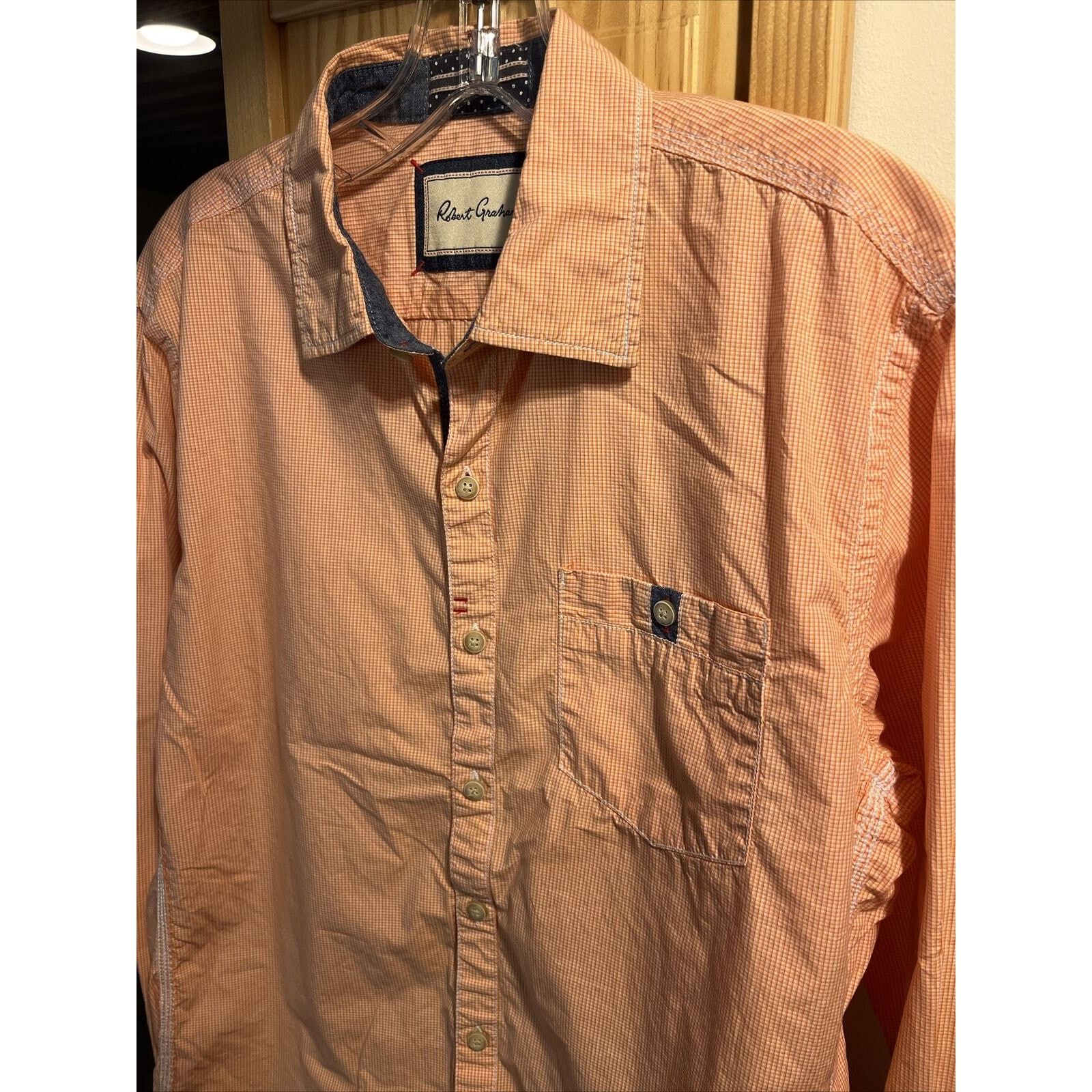 Robert Graham Robert Graham Men’s M Orange Check LS Button Up Cotton Shirt Size US M / EU 48-50 / 2 - 5 Thumbnail