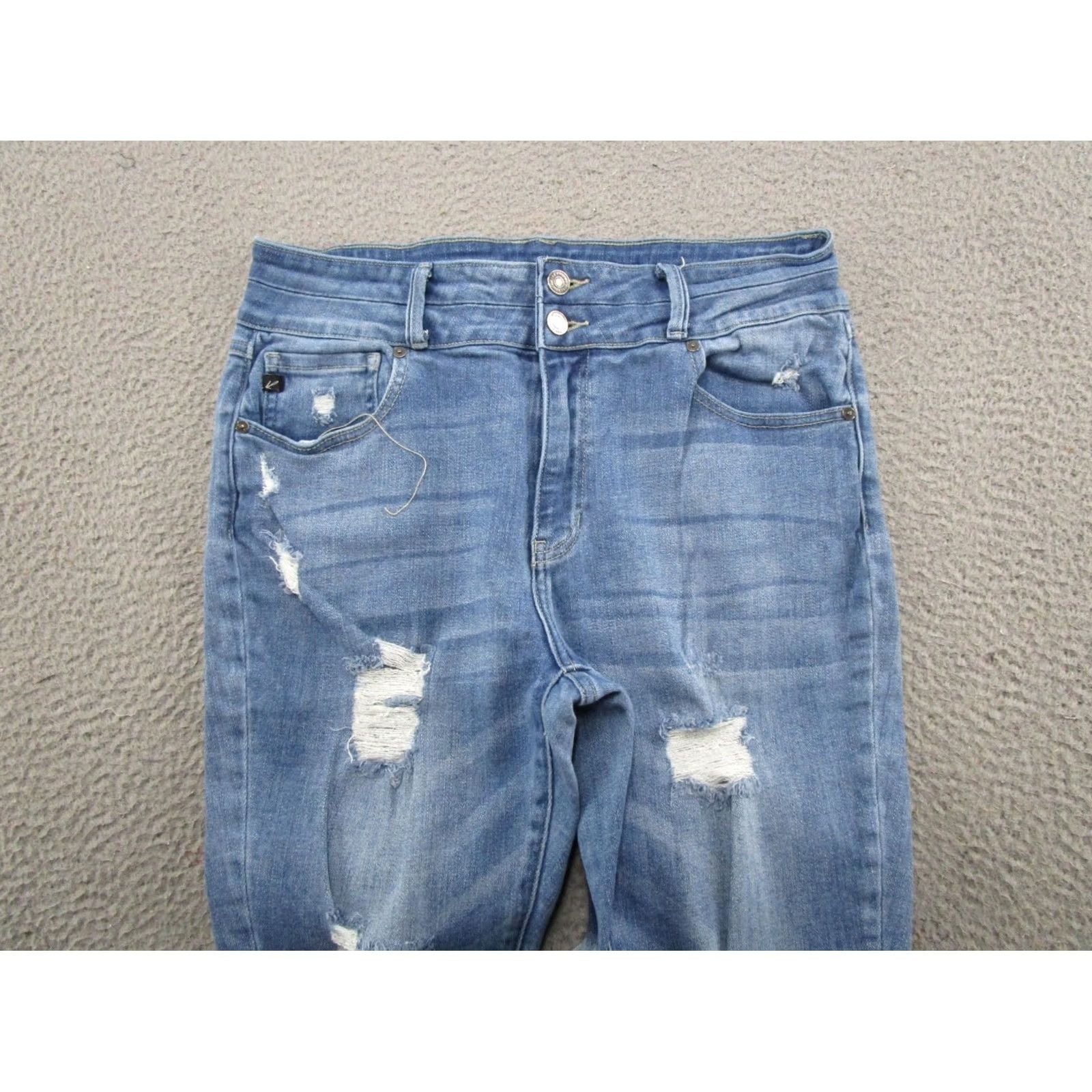 Vintage KanCan Maurices Womens Blue Stretch Denim Distressed Skinny Ankle Jeans Size 31 Size 24" / US 00 / IT 34 - 3 Thumbnail