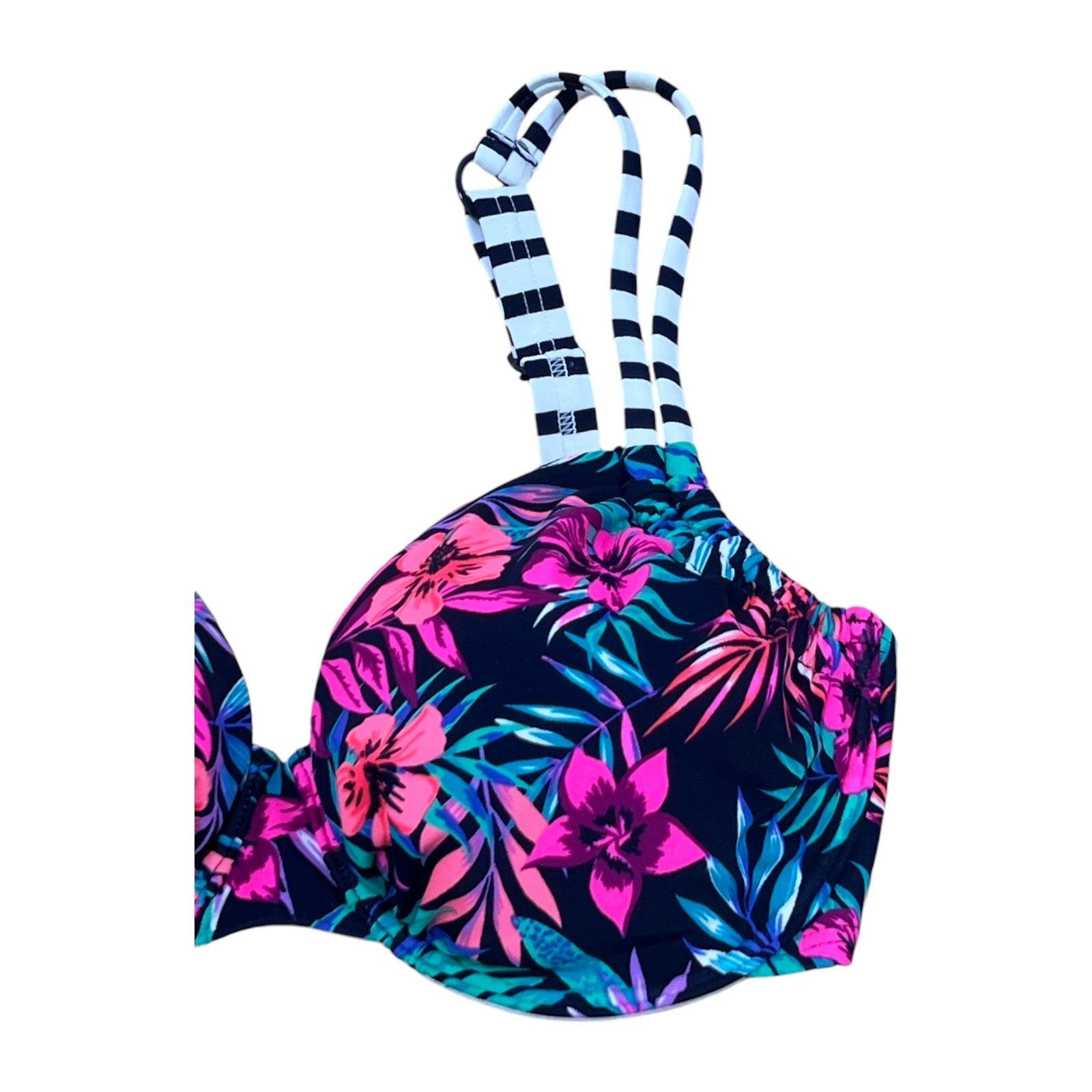 Other Venice Beach - Women's Floral Print Bikini Top - Black/Pink/ Size ONE SIZE - 11 Thumbnail