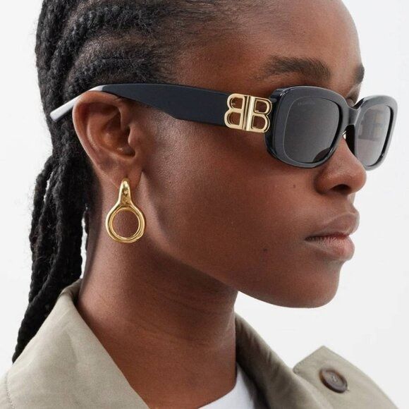 image of New Balenciaga Bb0310Sk 001 Black / Grey Sunglasses, Women's
