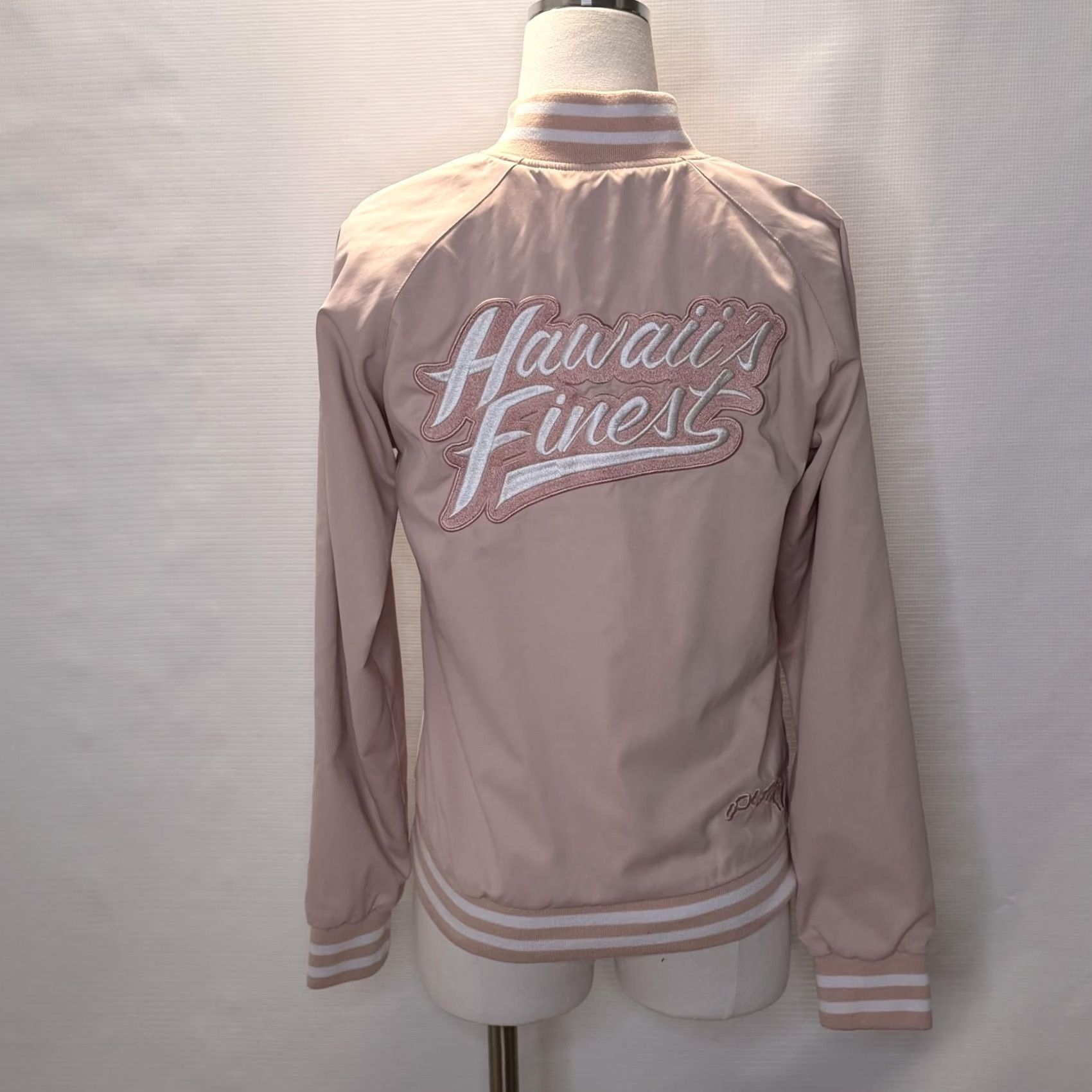 Pinko Hawaii's Finest Jacket Womens M Pink Full Zip Embroidered Back Logo Bomber Jacket, Light Weight, Casual, Spring/Fall, 2018 Collection Size M / US 6-8 / IT 42-44 - 3 Thumbnail