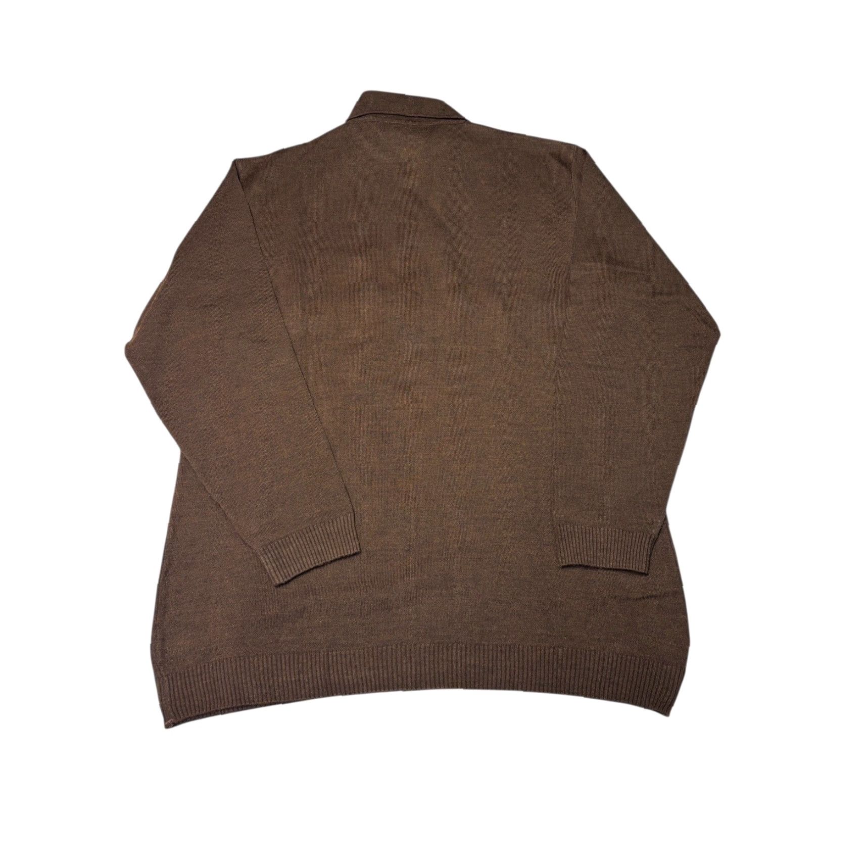 Vintage Oswal Sudhir Knit Wool Blend Long Sleeve Polo Sweater Men Size L Brown Collar Pocket Pullover Regular Fit Mens Size US L / EU 52-54 / 3 - 4 Thumbnail