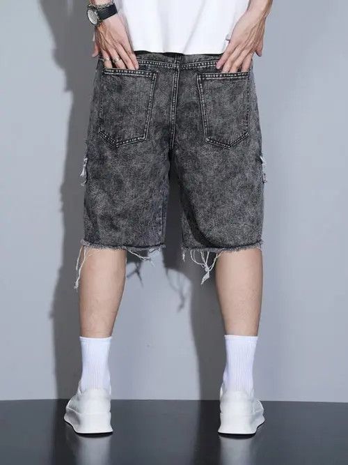 Japanese Brand Shorts Drip Washed Distressed Denim Size US 32 / EU 48 - 4 Thumbnail