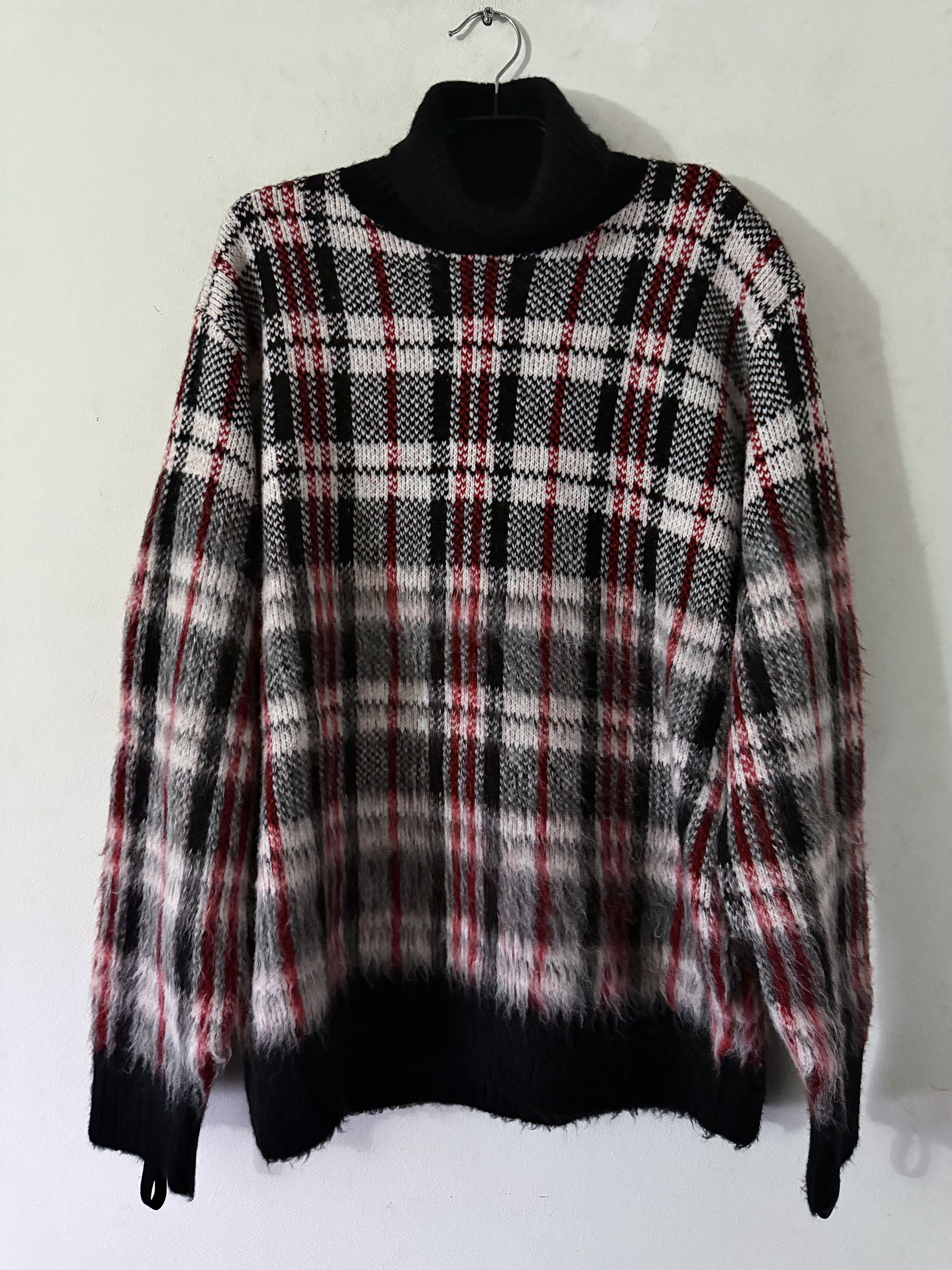 Helmut Lang Chunky Plaid Turtleneck Sweater Size US M / EU 48-50 / 2 - 2 Thumbnail