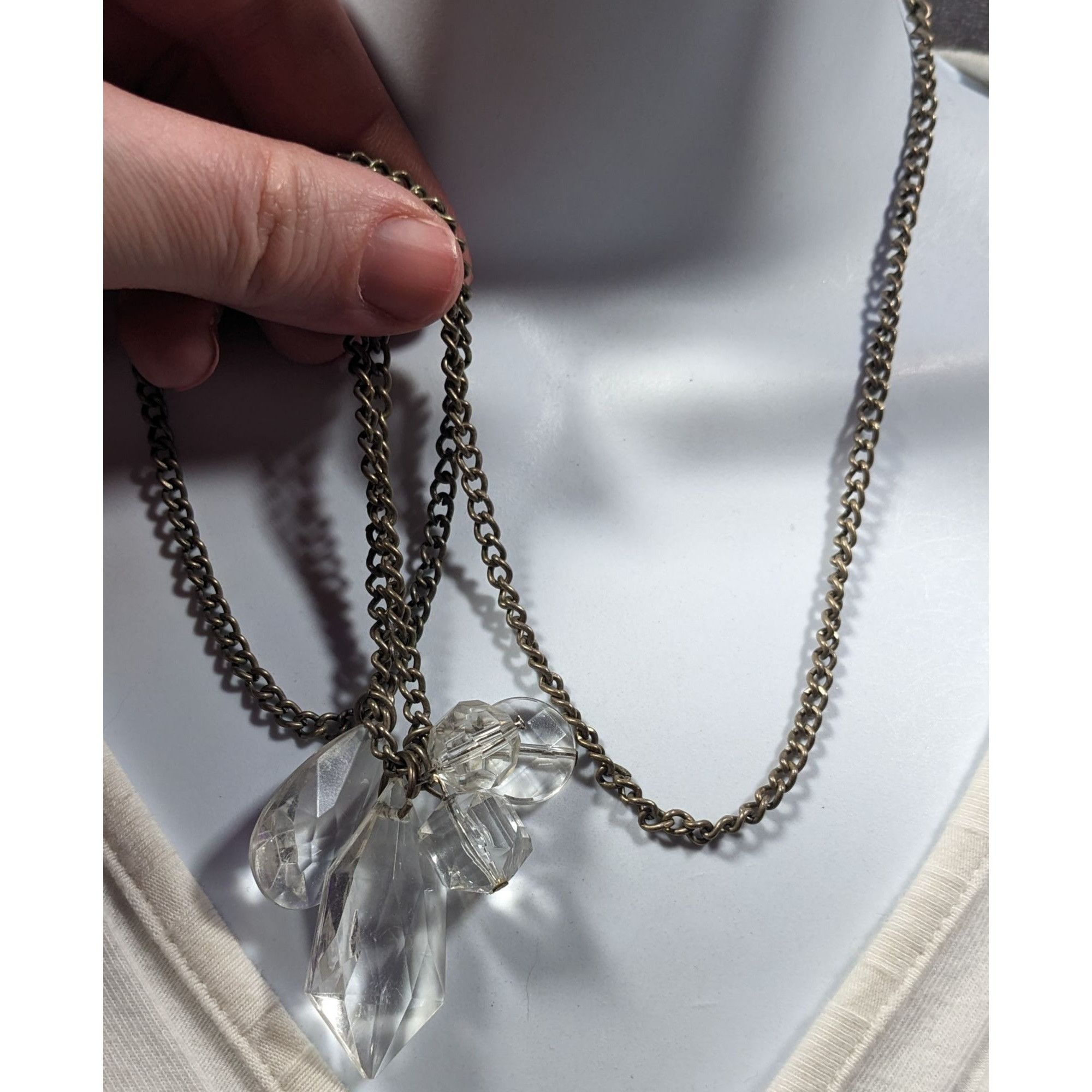American Eagle Outfitters Y2K AEO Clear Gem Cluster Necklace With Silver Tone Chain Size ONE SIZE - 6 Thumbnail