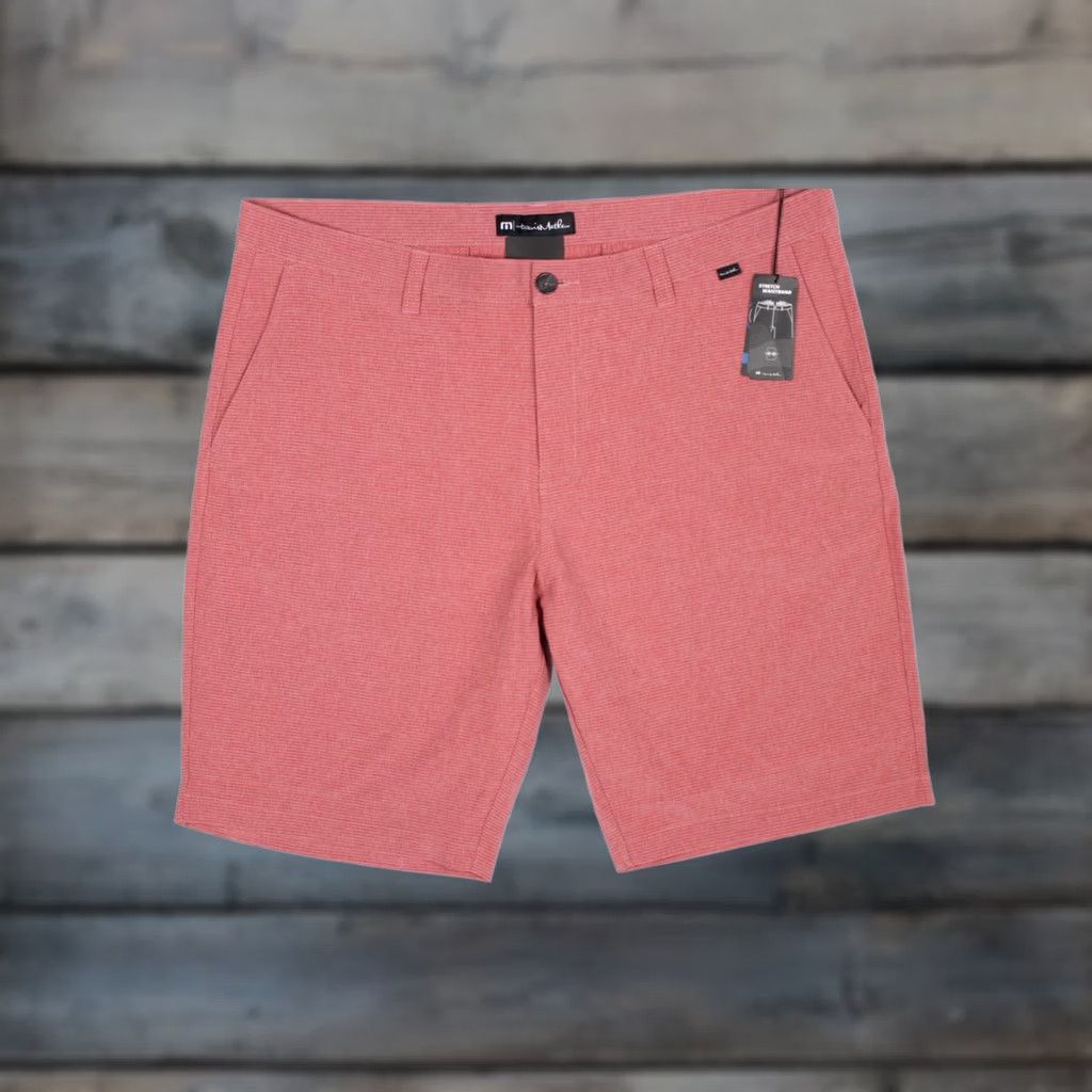 TravisMathew Travis Mathew Men’s Sand Harbor Golf Shorts 40 Garnet Rose Micro Stripe 1MW397 Size US 40 / EU 56 - 1 Thumbnail