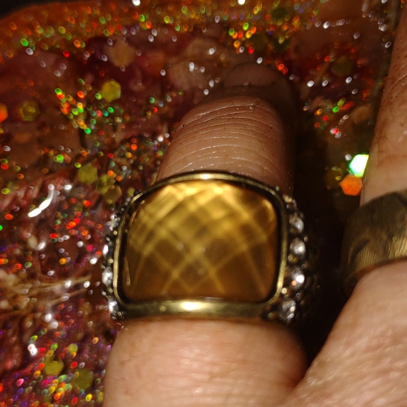 Vintage Size 5.5 moonstone silver ring with rhinestones Size ONE SIZE - 1 Thumbnail