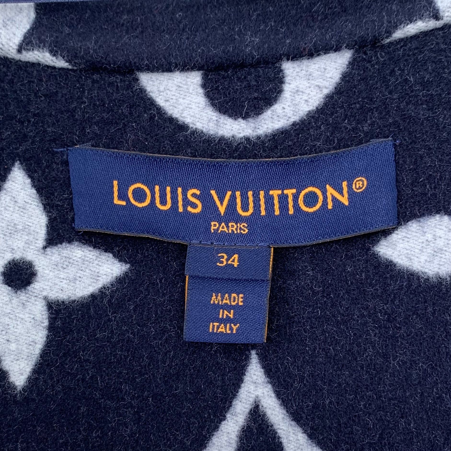 Louis Vuitton Womens Wool & Silk Monogram Belted Coat Size 3