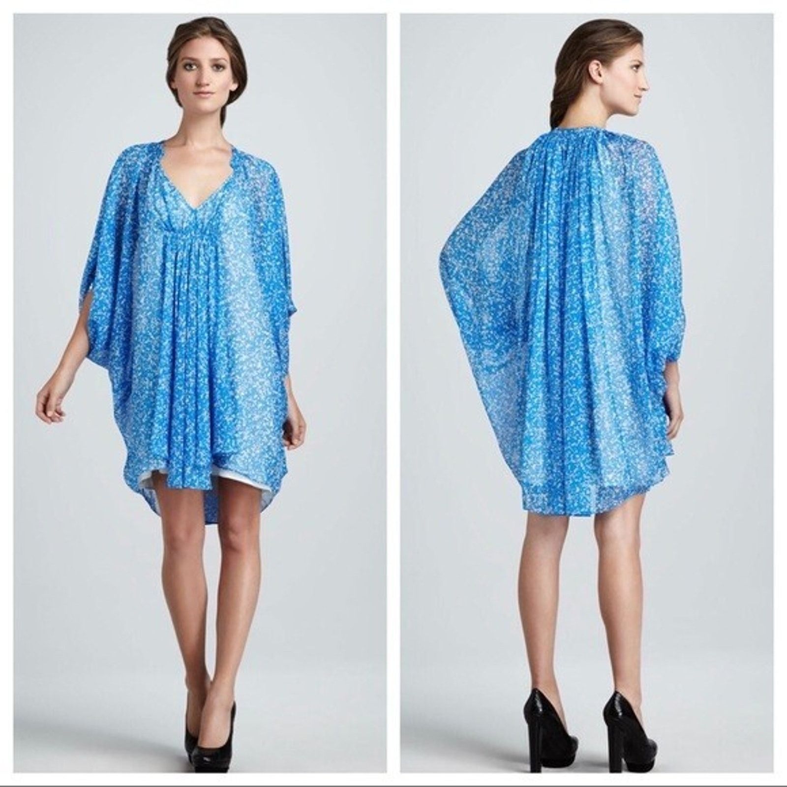 Diane von Furstenberg Diane Von Furstenberg Fleurette Dress Fleck Blue Chiffon 2 Size XS / US 0-2 / IT 36-38 - 3 Thumbnail