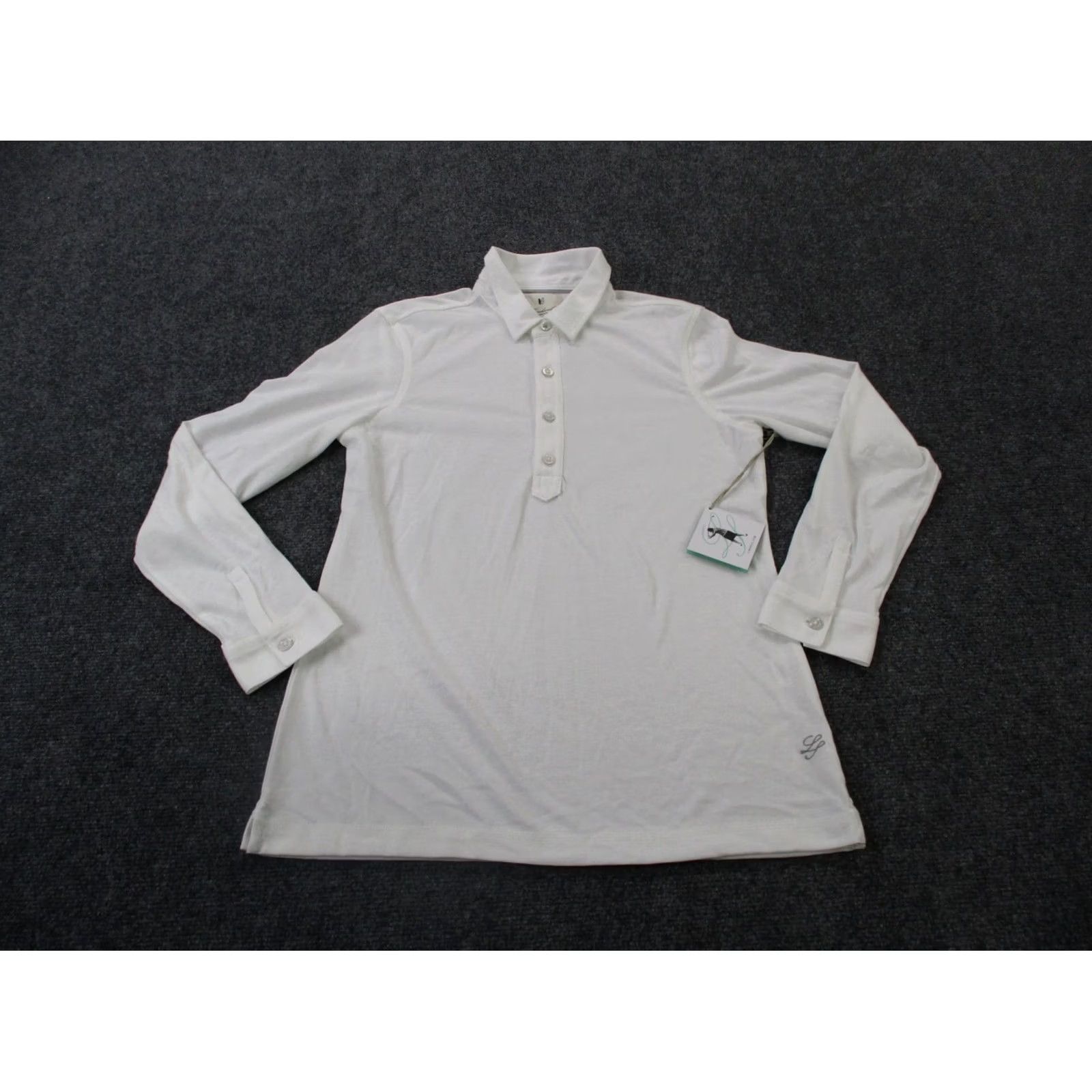 Vintage Linksoul Polo Shirt Womens M White Cotton Knit Button Collared Short Description Size M / US 6-8 / IT 42-44 - 2 Thumbnail
