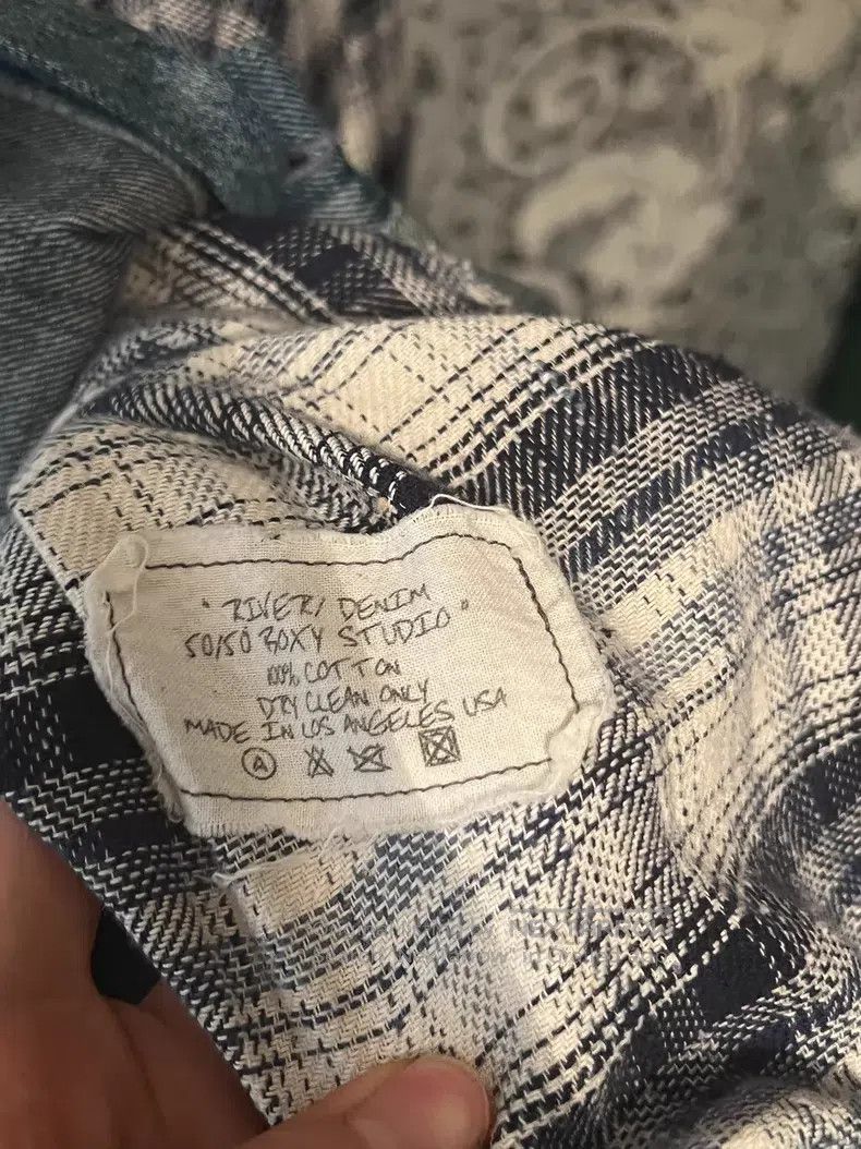 Greg Lauren Greg Lauren Loose denim plaid patchwork shirt Size US M / EU 48-50 / 2 - 3 Thumbnail