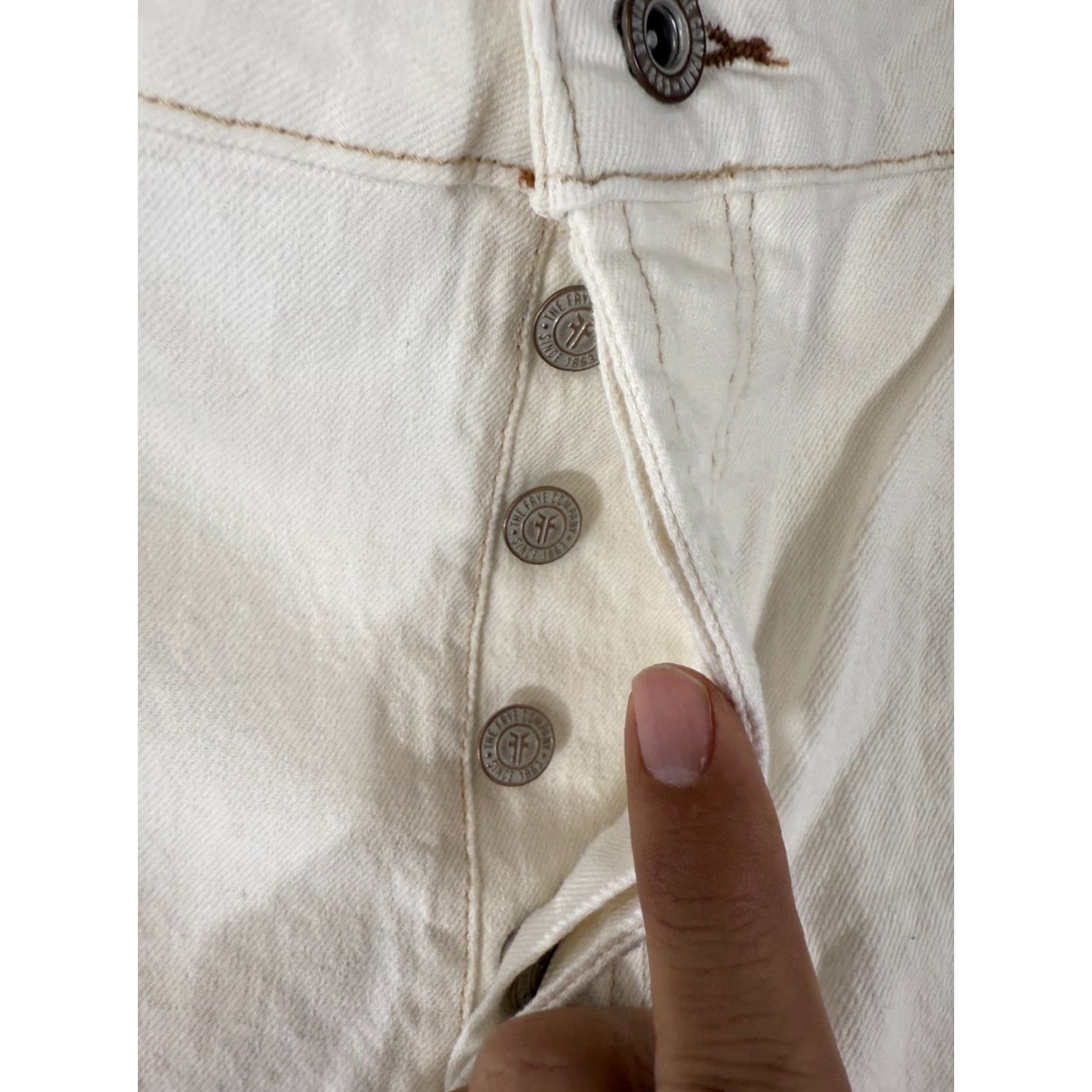 Frye Frye Barrel Ankle Jeans Womens 10 Ivory Stretch Button Fly High Rise NWT Size 32" / US 10 / IT 46 - 5 Thumbnail